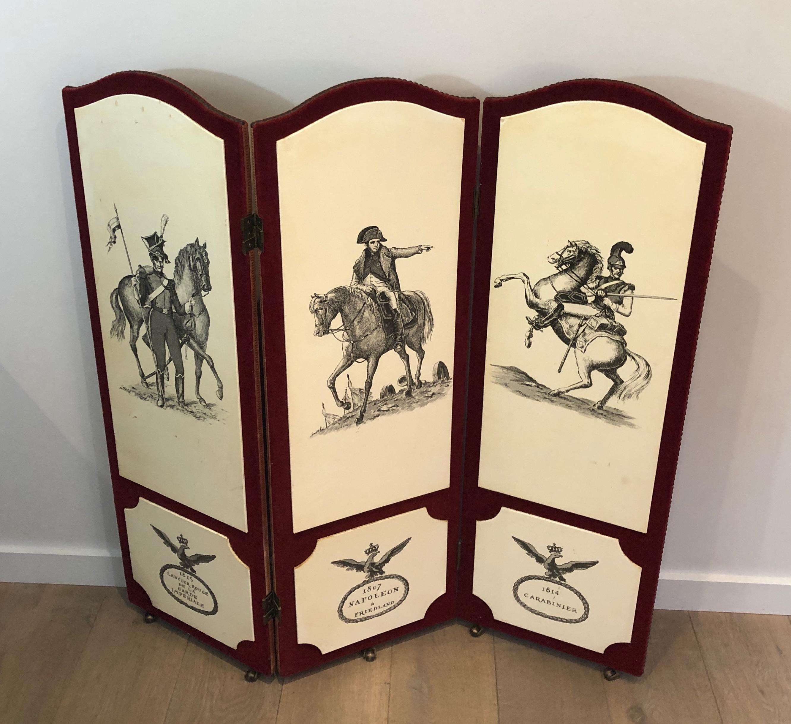 Decorative Napoleon Screen in the Style of Pietro Fornasseti, French Work, 1940s For Sale 7