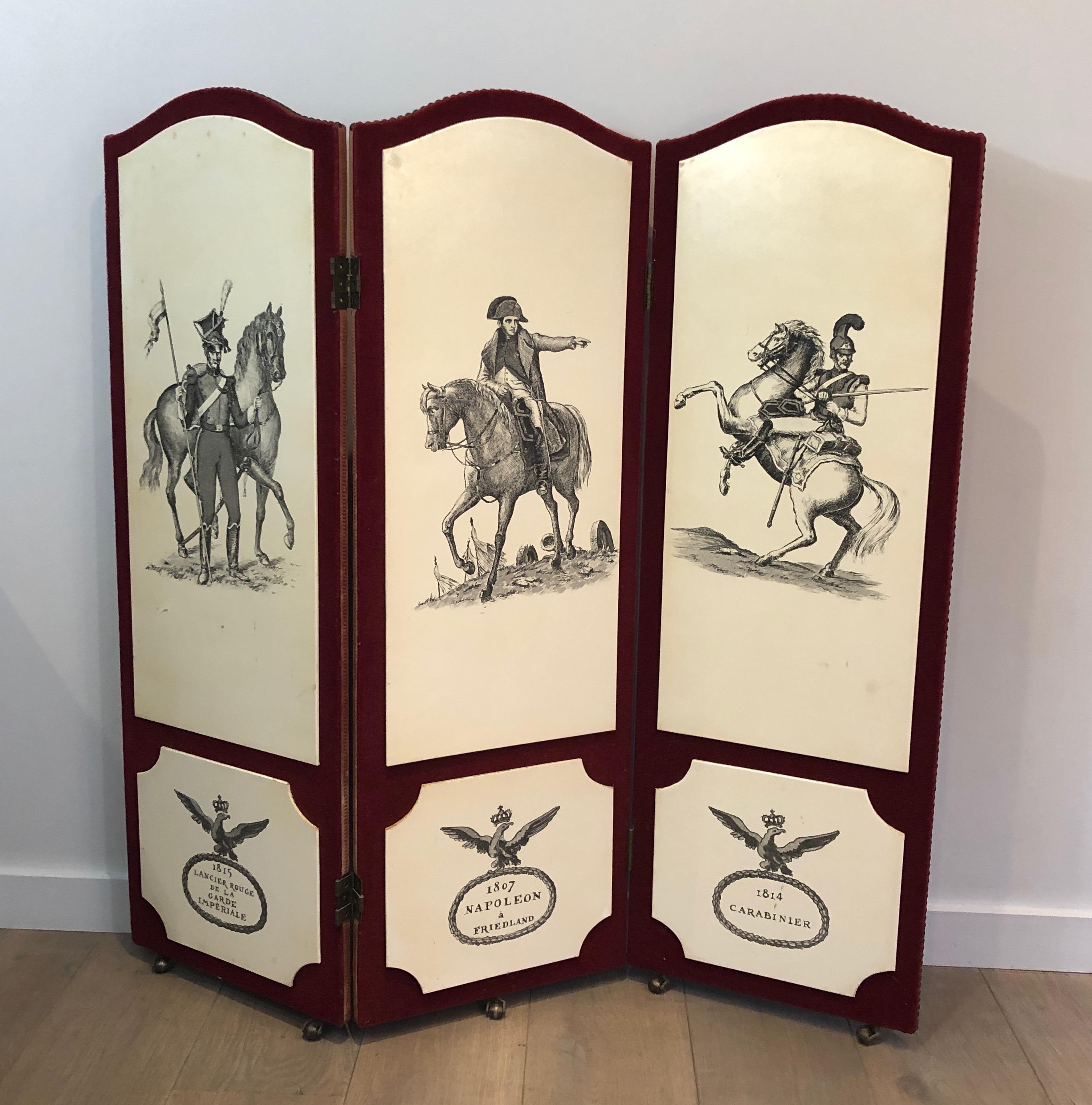 Decorative Napoleon Screen in the Style of Pietro Fornasseti, French Work, 1940s For Sale 12