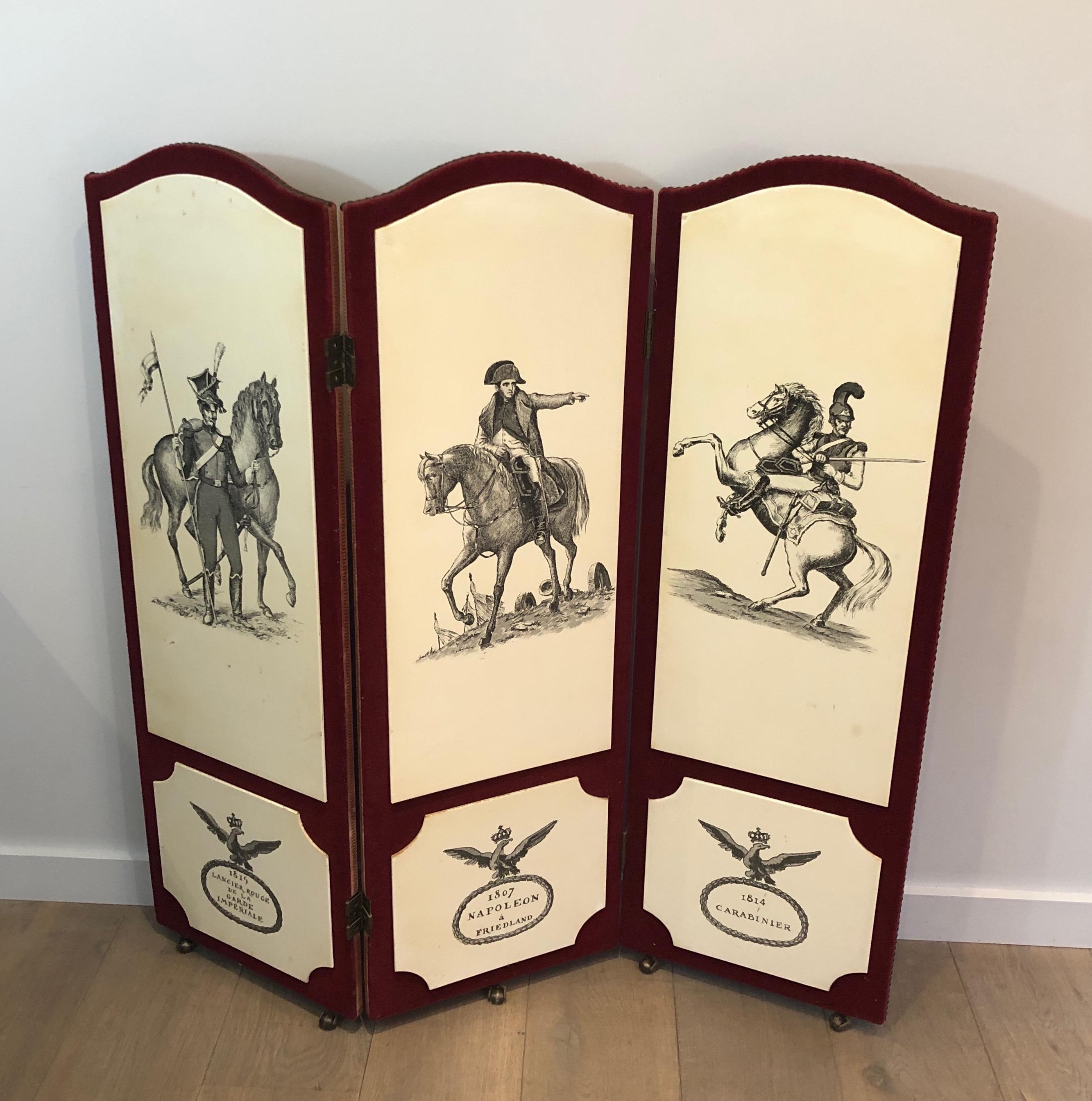 Decorative Napoleon Screen in the Style of Pietro Fornasseti, French Work, 1940s For Sale 14