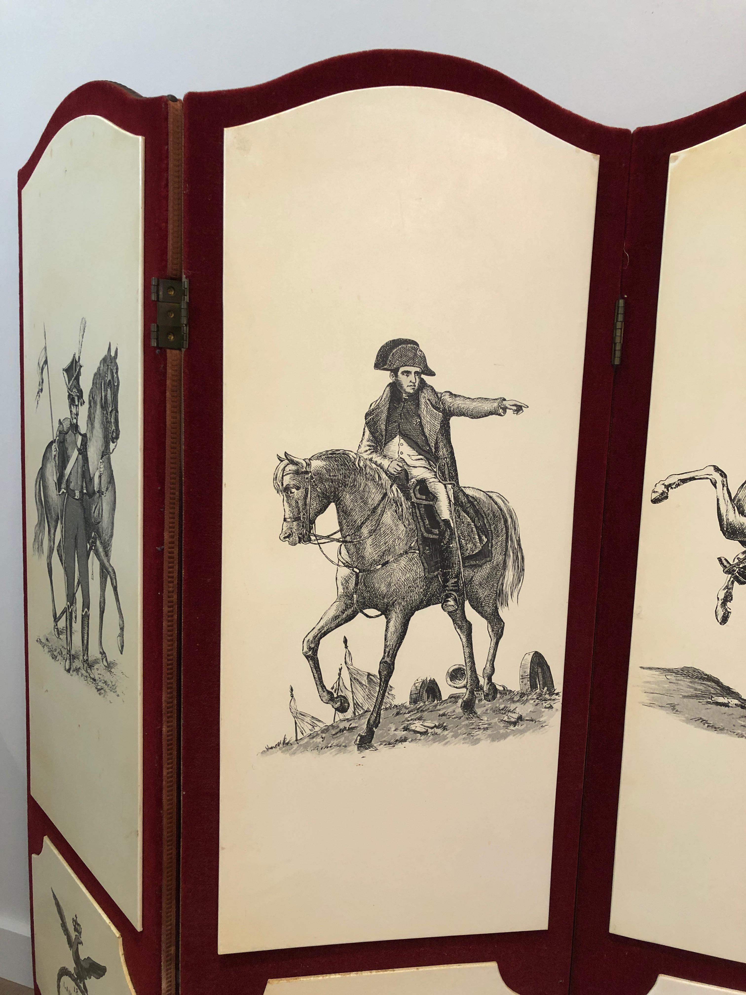 Decorative Napoleon Screen in the Style of Pietro Fornasseti, French Work, 1940s In Good Condition For Sale In Marcq-en-Barœul, Hauts-de-France