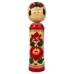 Dekorative Naruko Kokeshi-Puppenskulptur aus Nordjapan, handbemalt