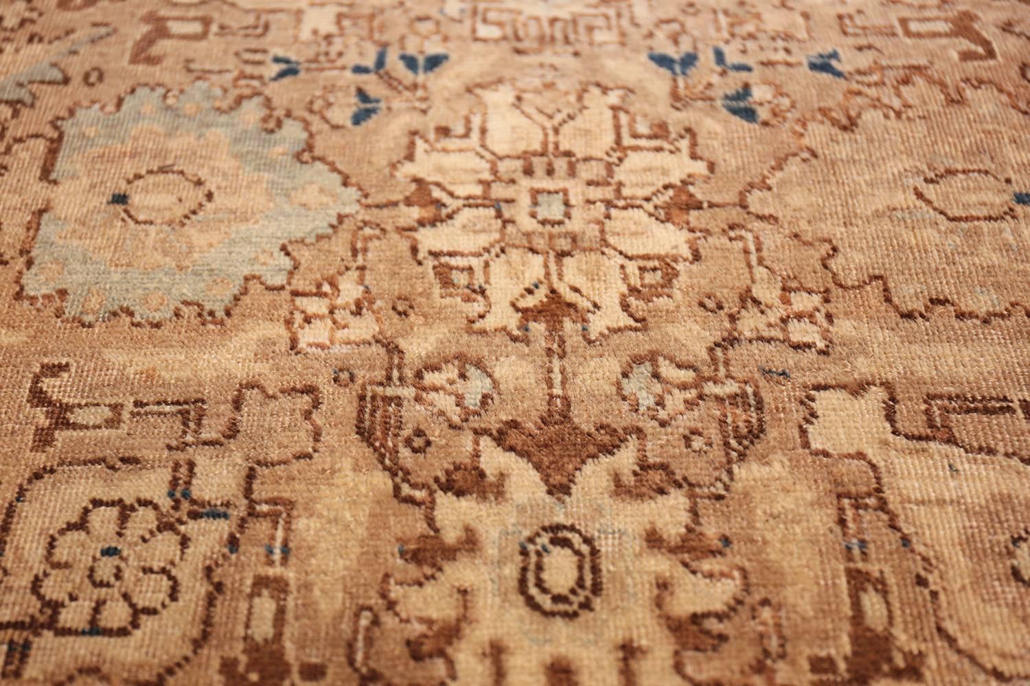 Decorative Neutral Antique Room Size Persian Tabriz Rug. Size: 6 ft 4 in x 10 ft 3