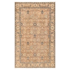 Decorative Neutral Antique Room Size Persian Tabriz Rug. Size: 6 ft 4 in x 10 ft
