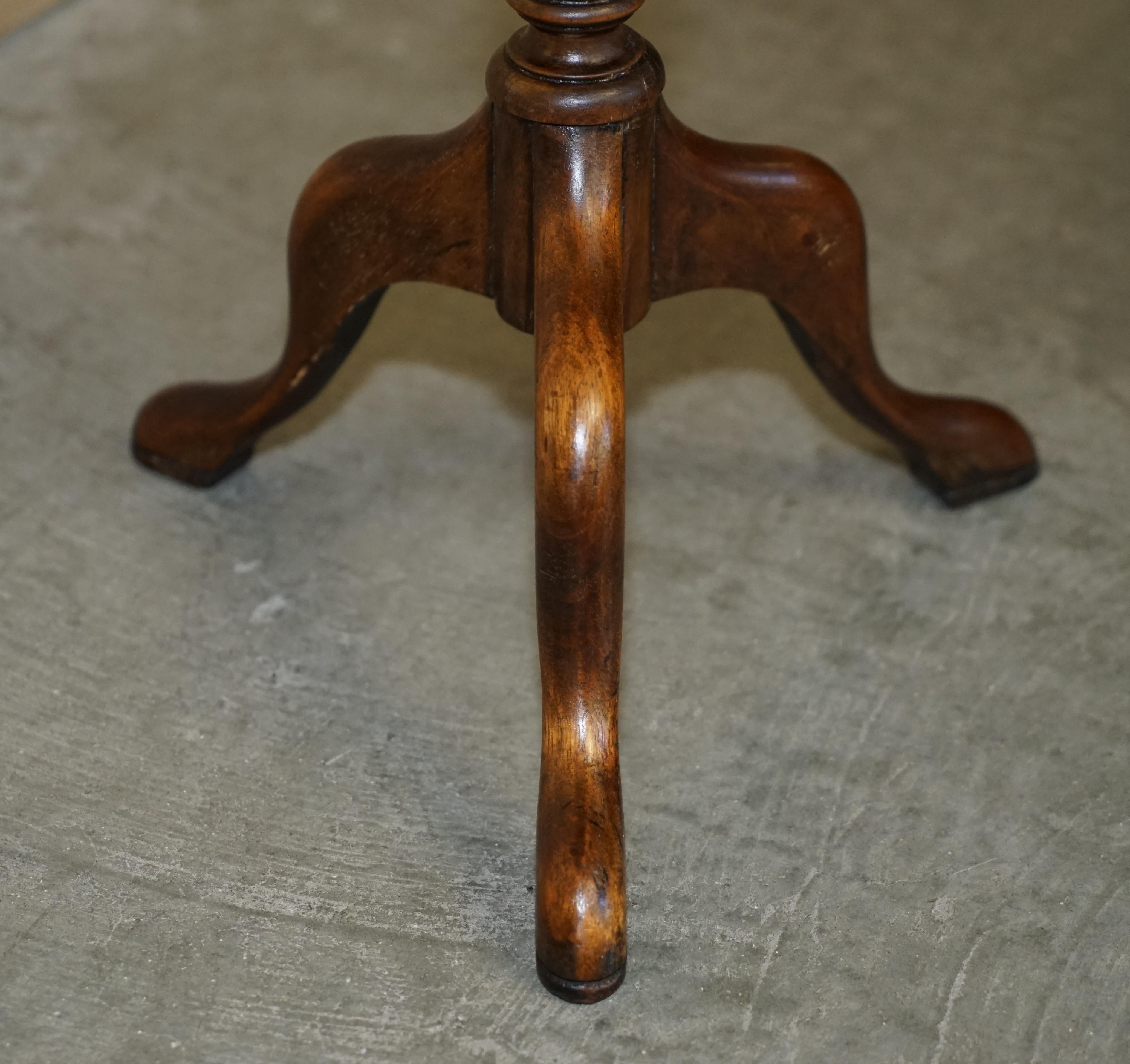 Decorative Nicely Turned Hardwood Tripod Lamp Side End Wine Occasional Table For Sale 4