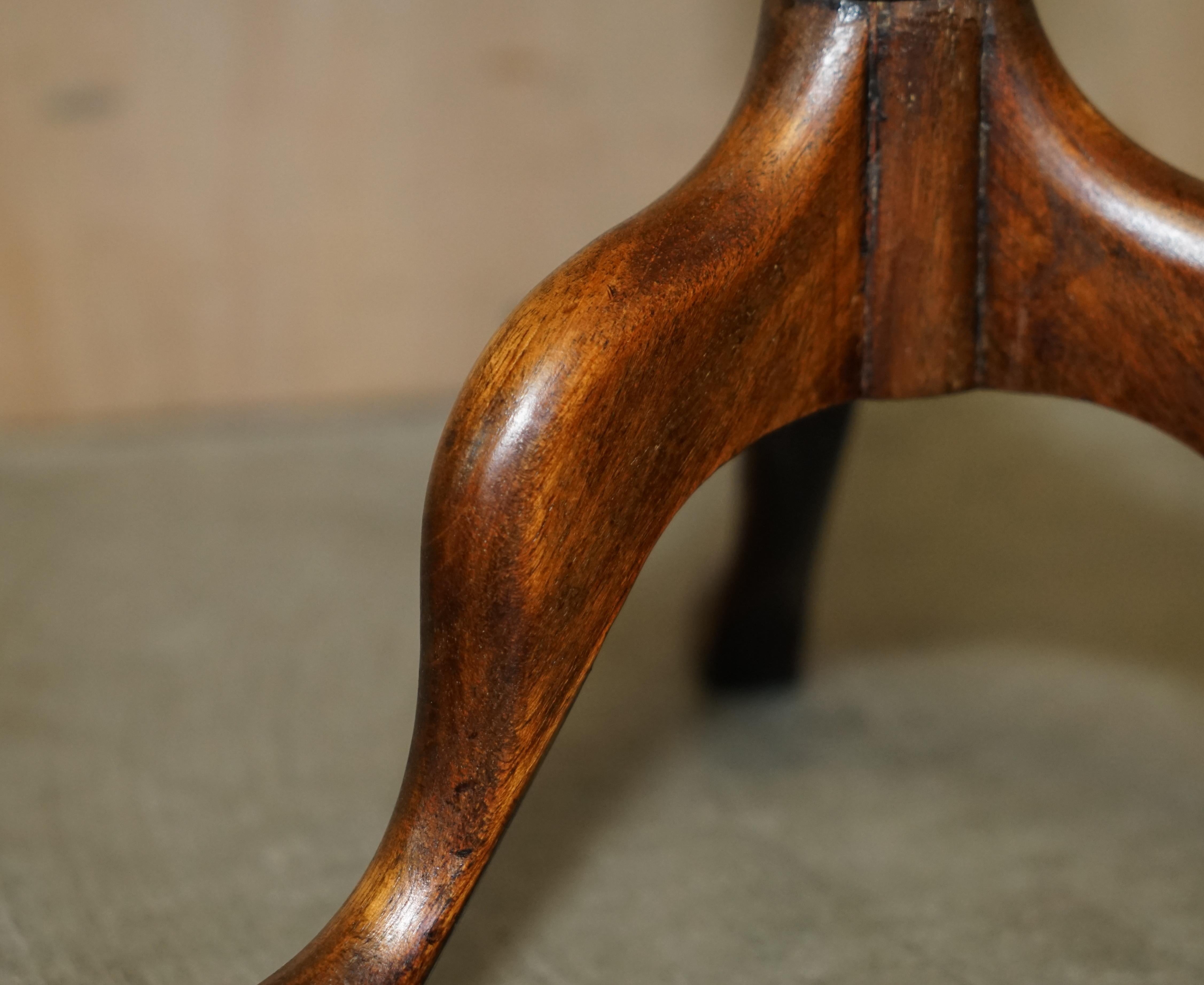 Decorative Nicely Turned Hardwood Tripod Lamp Side End Wine Occasional Table For Sale 5