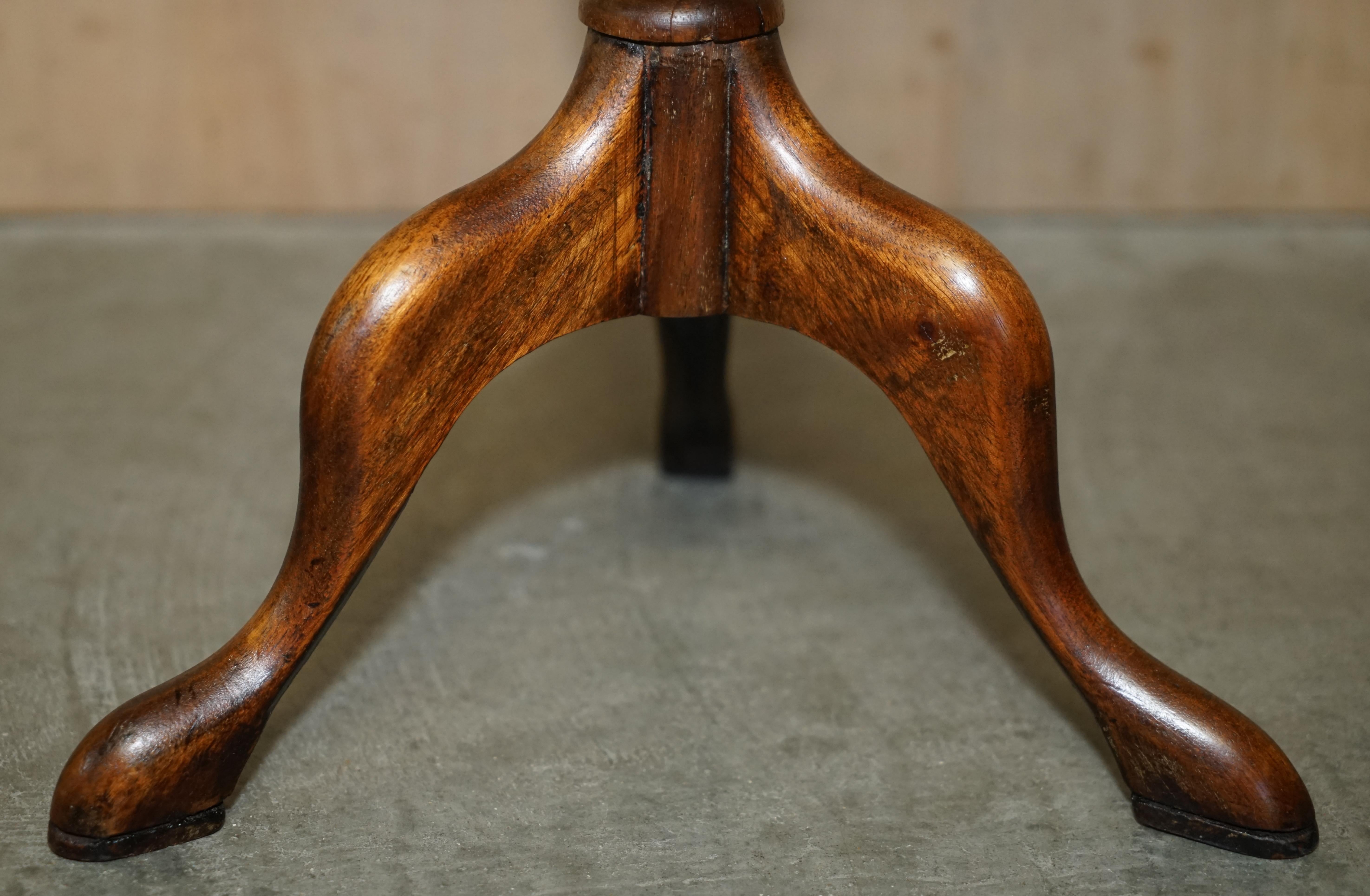 Decorative Nicely Turned Hardwood Tripod Lamp Side End Wine Occasional Table For Sale 1