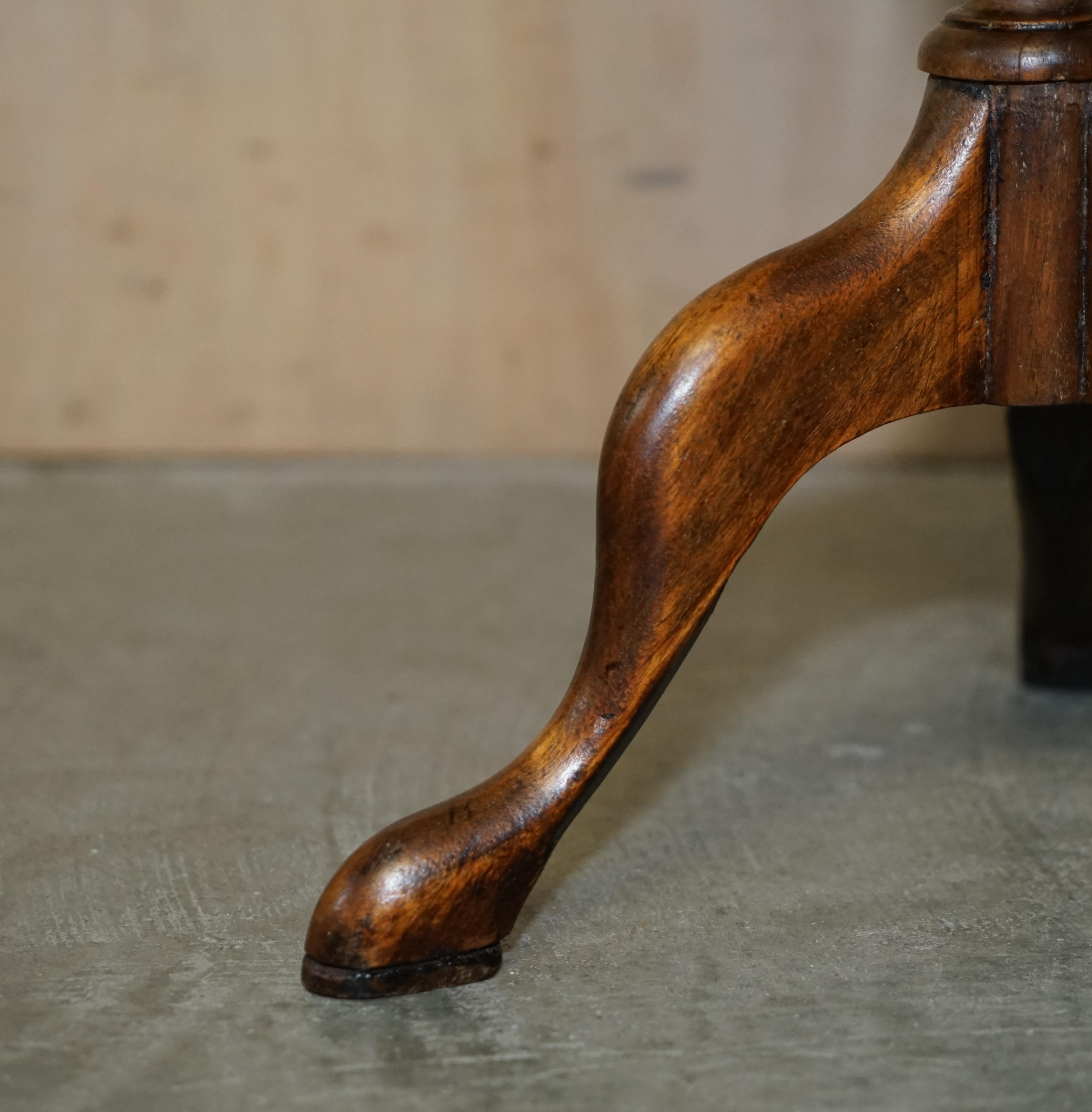 Decorative Nicely Turned Hardwood Tripod Lamp Side End Wine Occasional Table For Sale 2