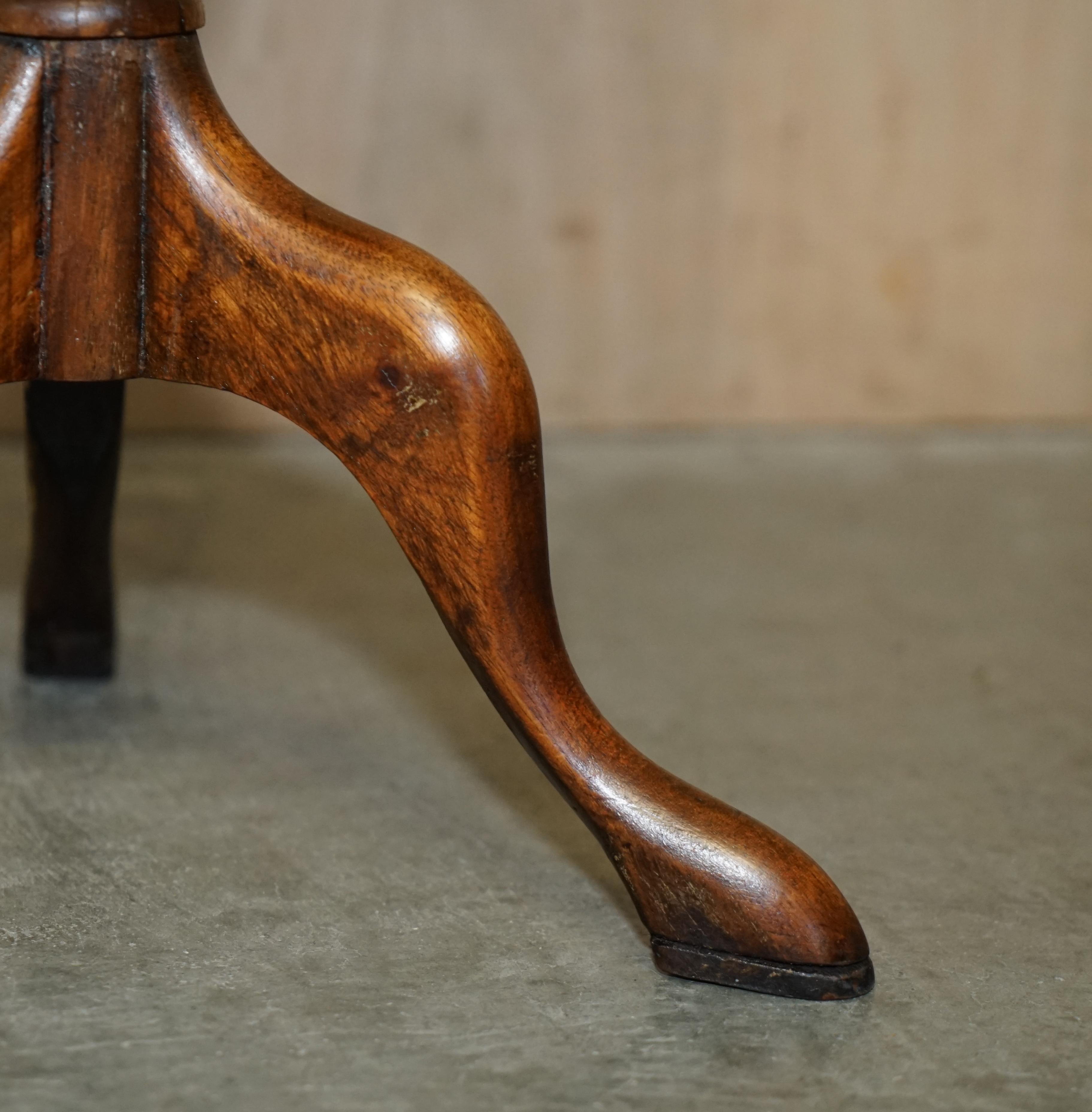 Decorative Nicely Turned Hardwood Tripod Lamp Side End Wine Occasional Table For Sale 3