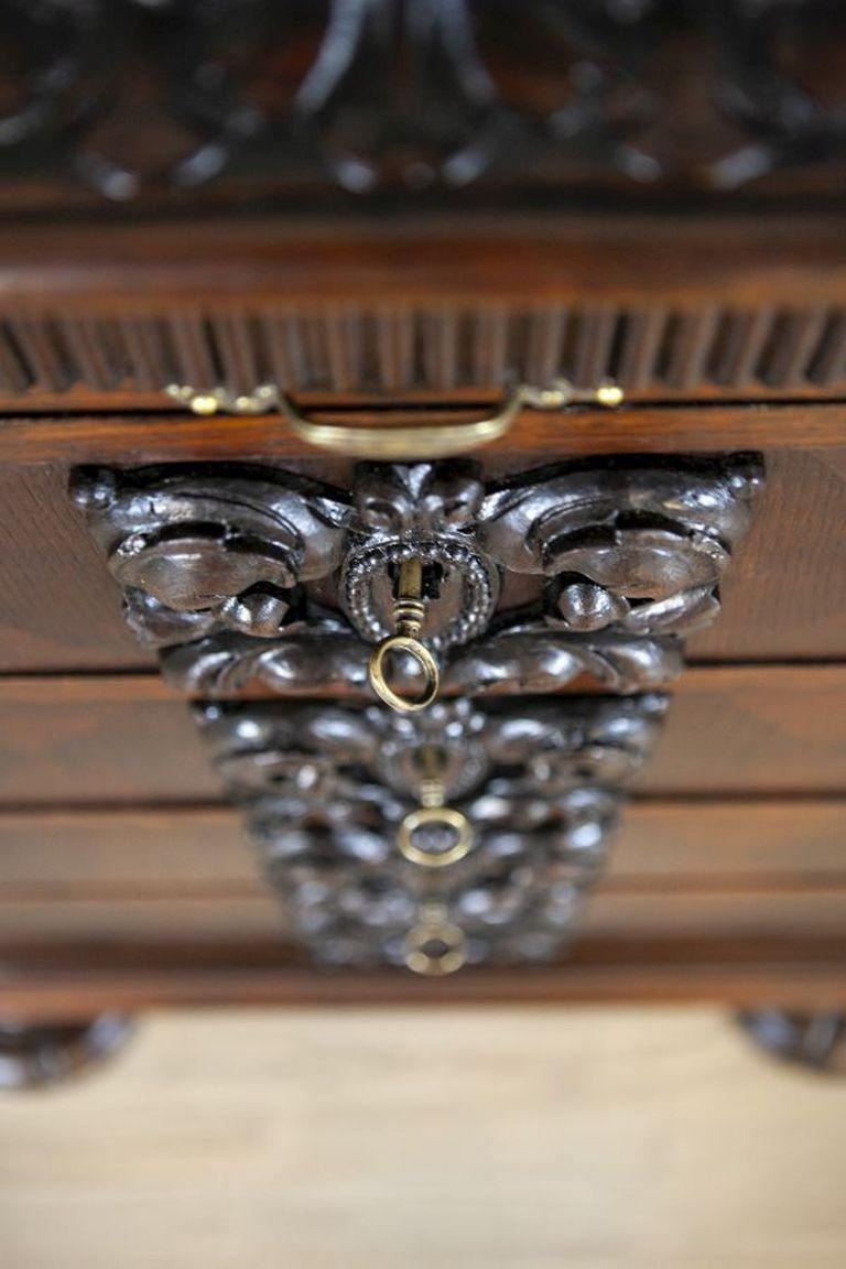 Decorative Oak Sideboard from the Interwar Period in Dark Brown For Sale 5