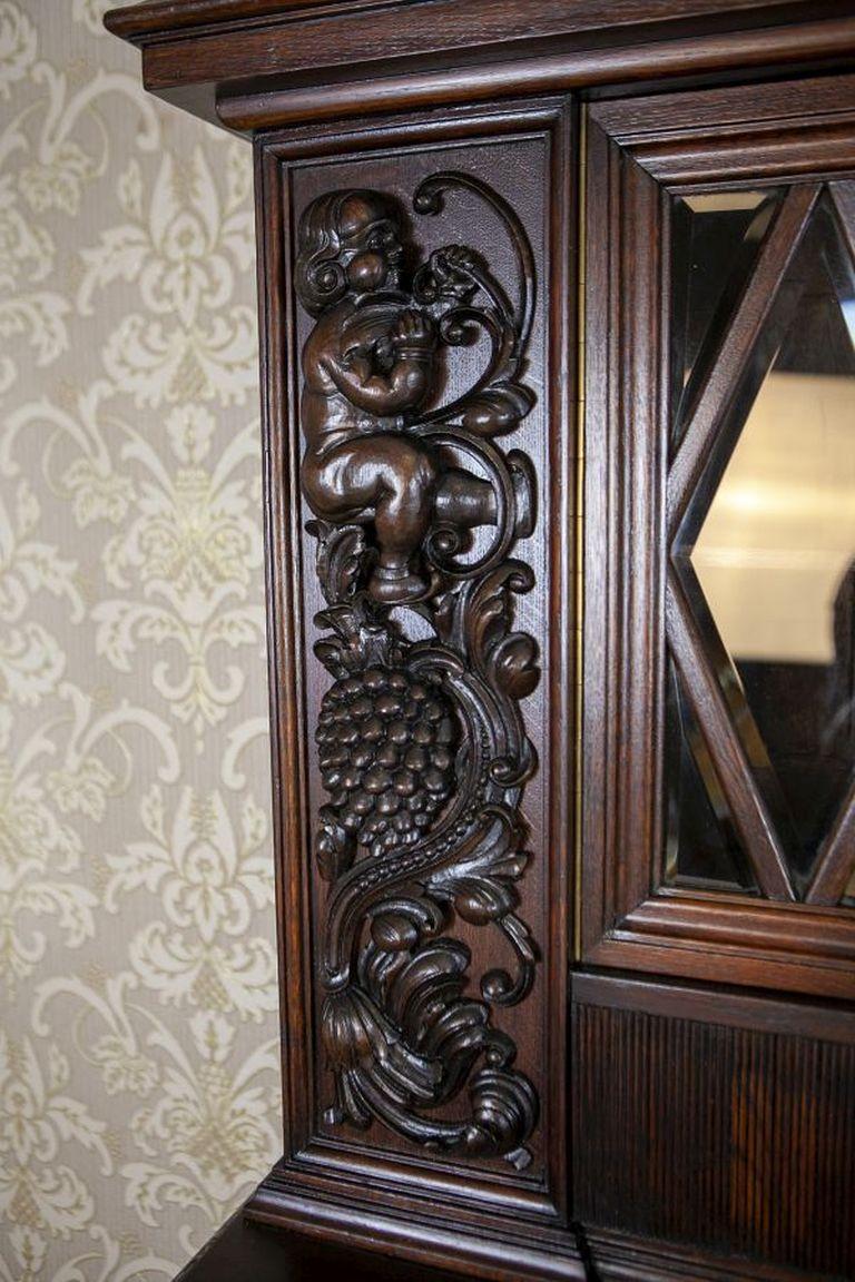 Decorative Oak Sideboard from the Interwar Period in Dark Brown For Sale 8