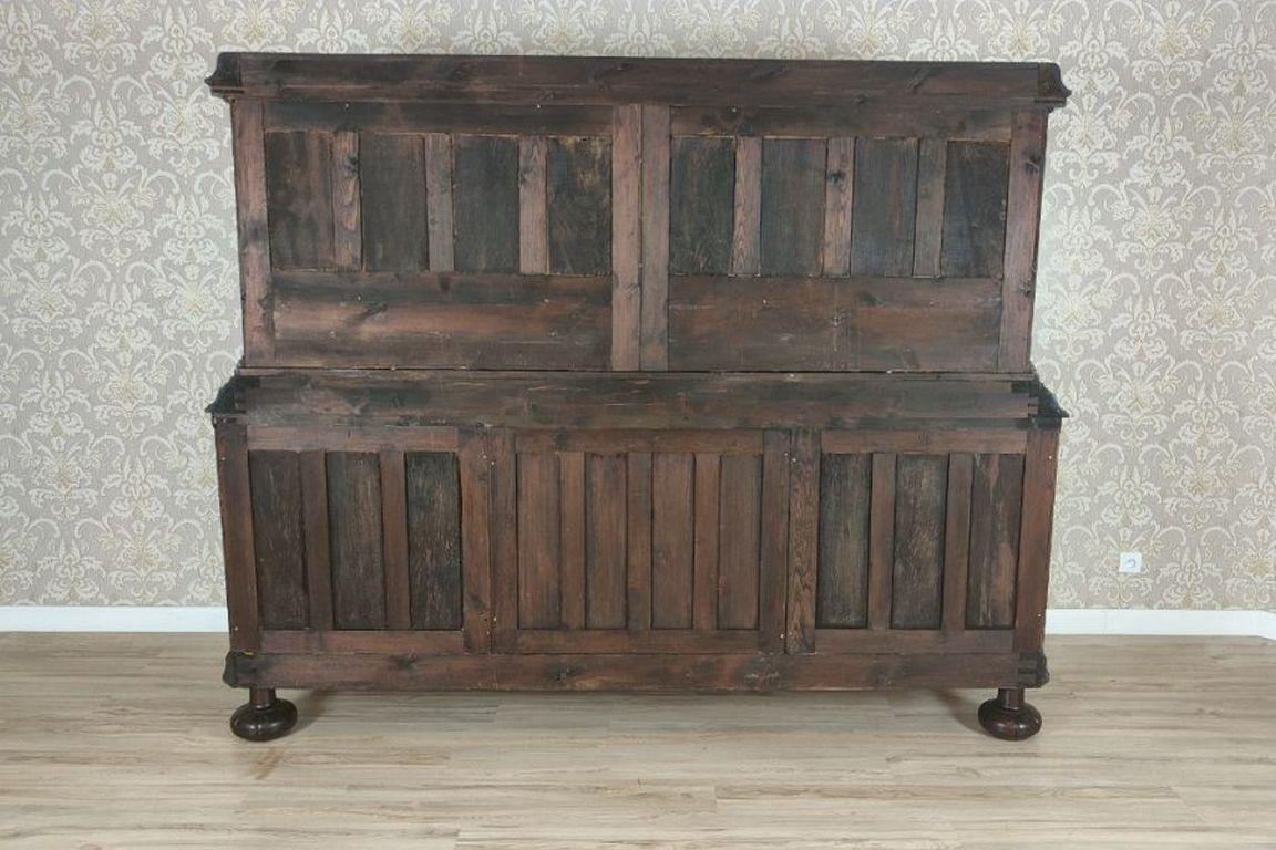 Decorative Oak Sideboard from the Interwar Period in Dark Brown For Sale 11