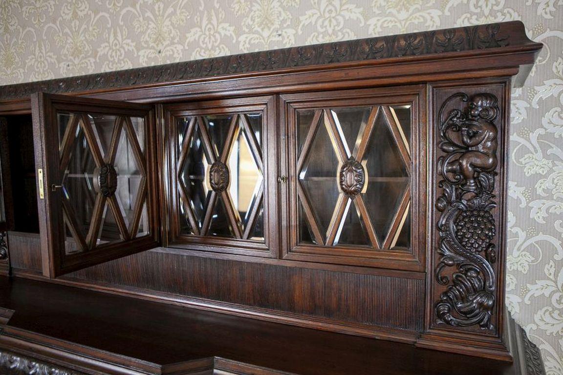 Polish Decorative Oak Sideboard from the Interwar Period in Dark Brown For Sale