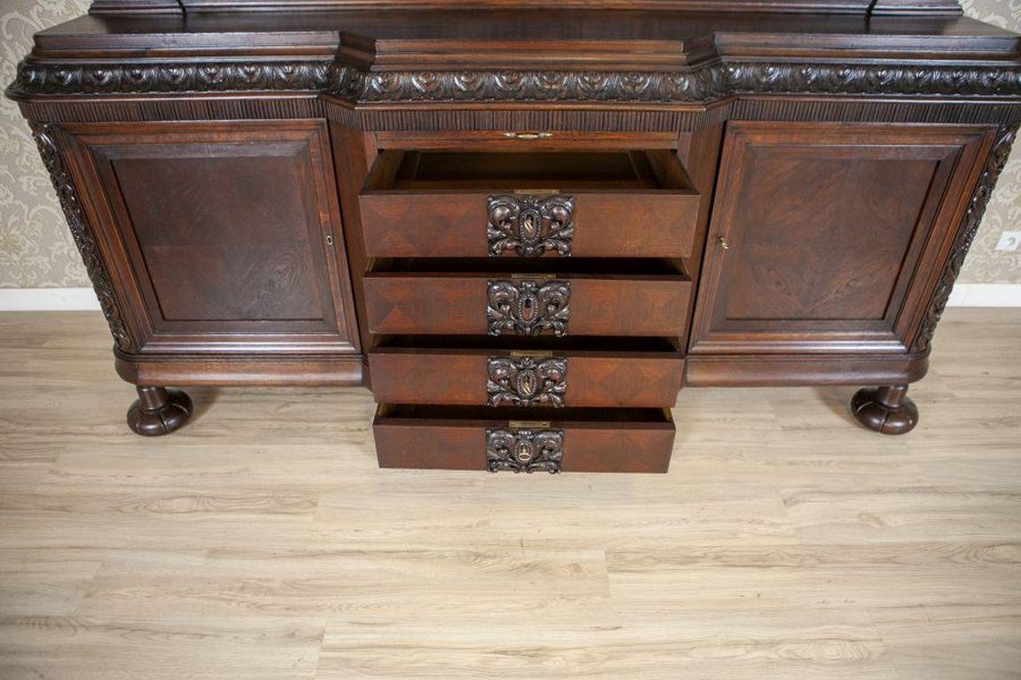 Decorative Oak Sideboard from the Interwar Period in Dark Brown For Sale 1