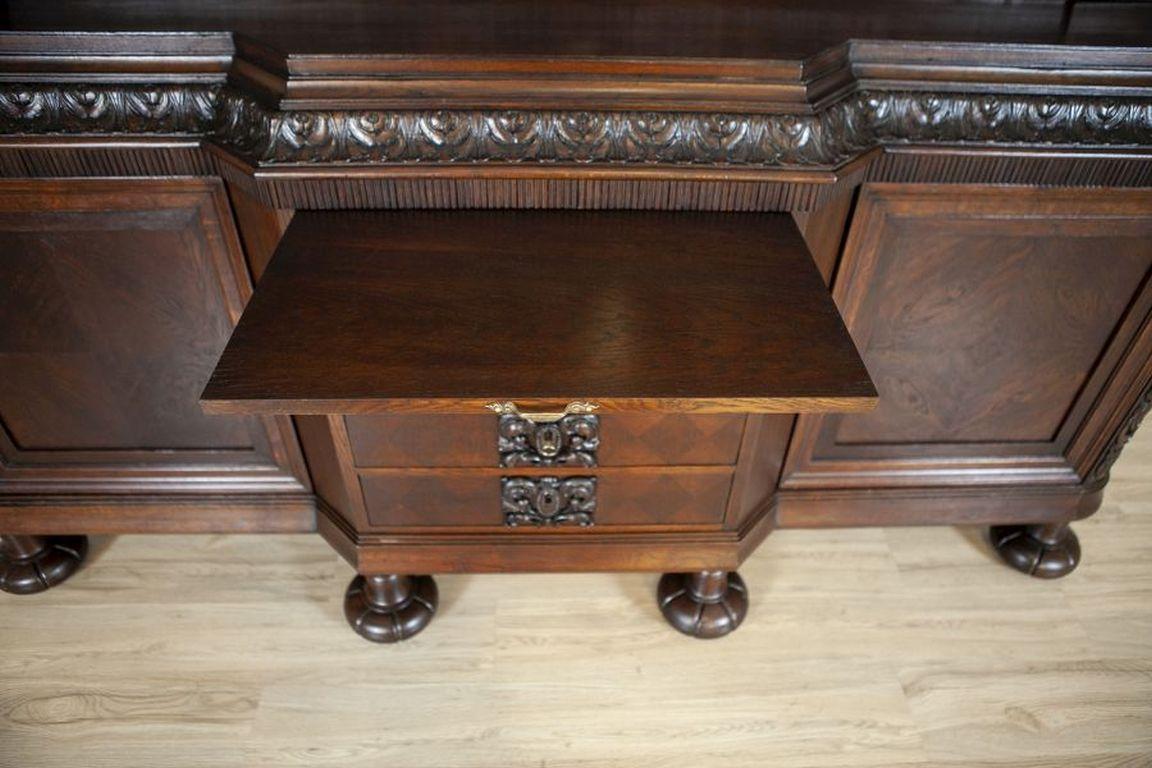 Decorative Oak Sideboard from the Interwar Period in Dark Brown For Sale 2