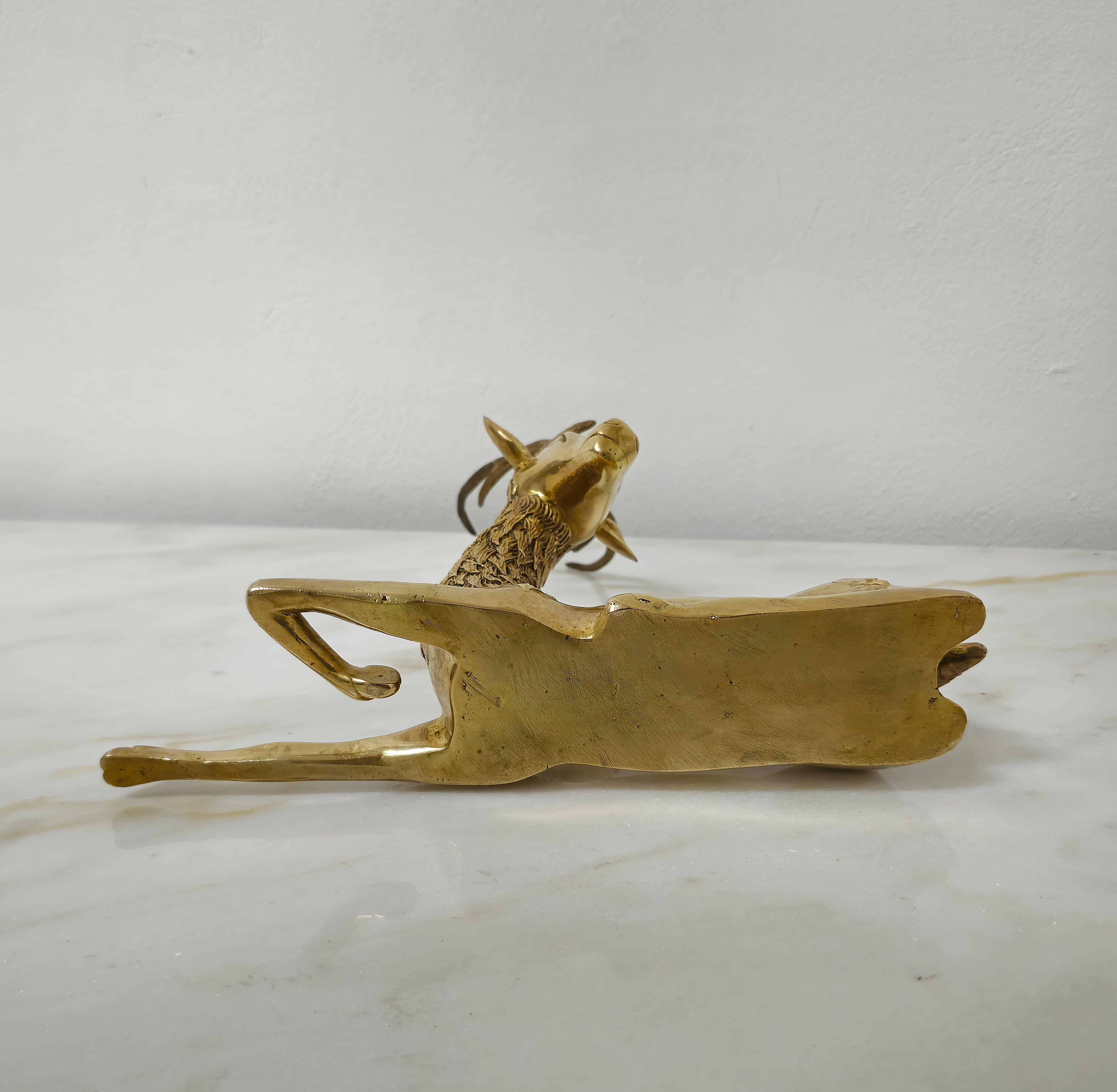 Decorative Objects Animal Sculptures Deer Brass Hollywood Regency 1960s Set of 2 6