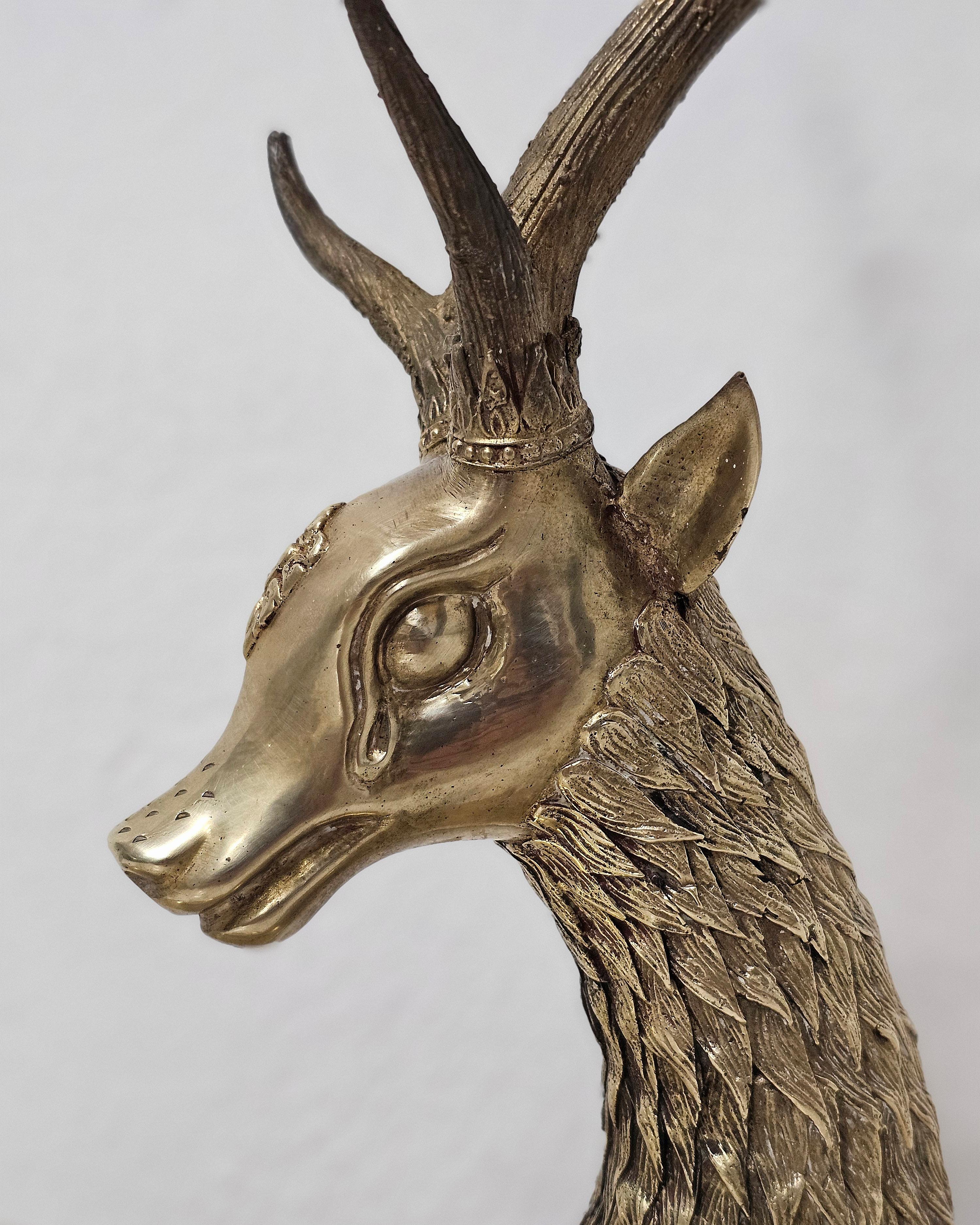 Decorative Objects Animal Sculptures Deer Brass Hollywood Regency 1960s Set of 2 For Sale 2