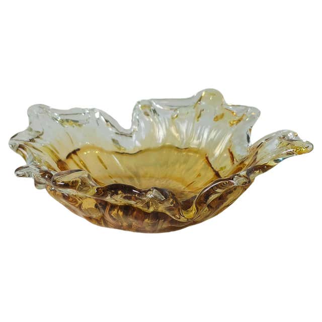 Murano Vase, Bowl By Archimede Seguso, Pulegoso Flower Design, 1950's ...