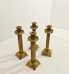 Decorative Object Brass Candelabras Candle Holders MidCentury Italy 70s Set of 4