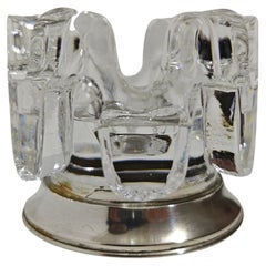 Dekoratives Objekt Kerzenhalter Glas und 800er Silber Mid-Century Modern Italien 70