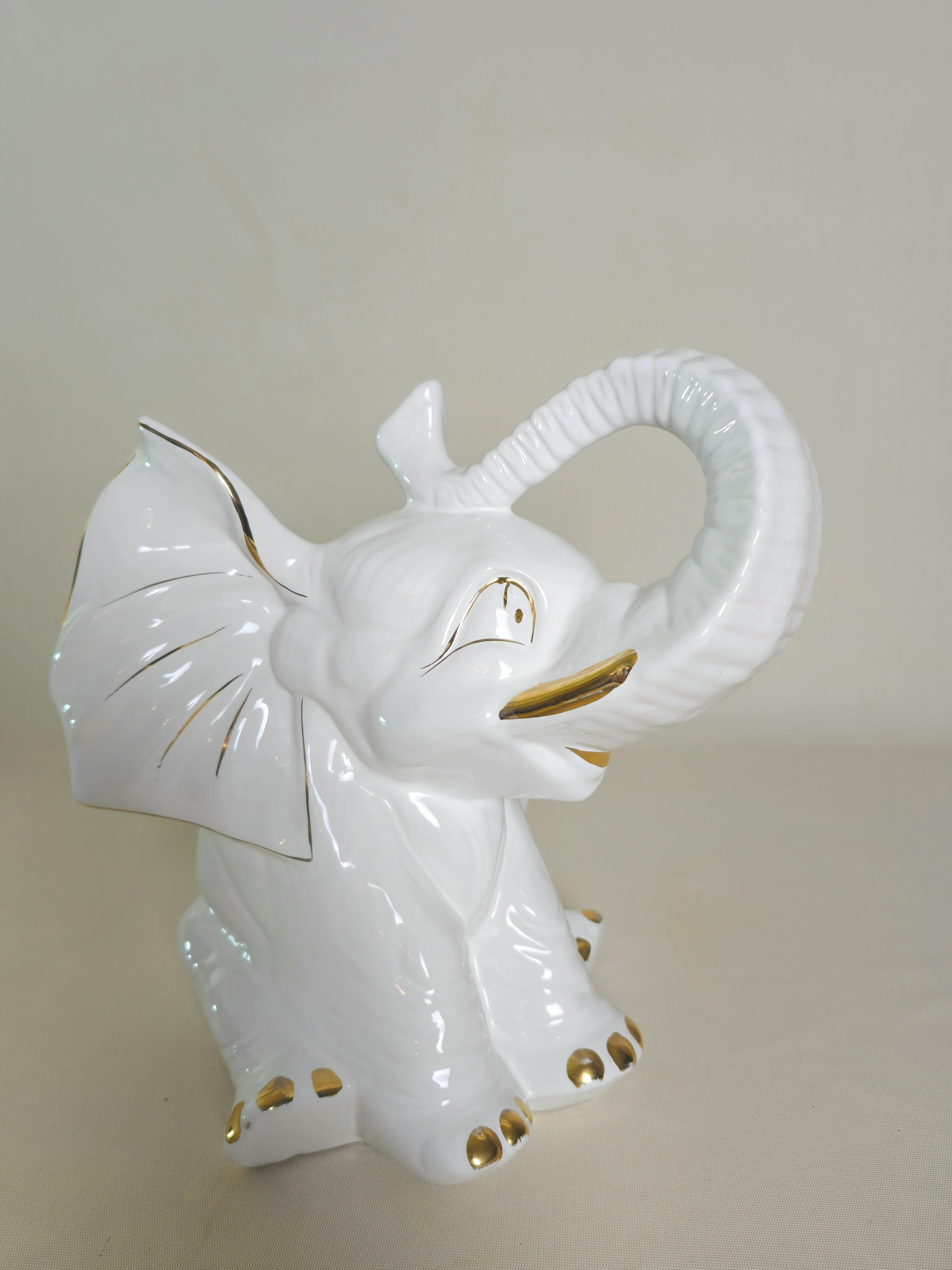 Mid-Century Modern Decorative Object Elephant Porcelain Midcentury Modern Italian Design 1970s For Sale