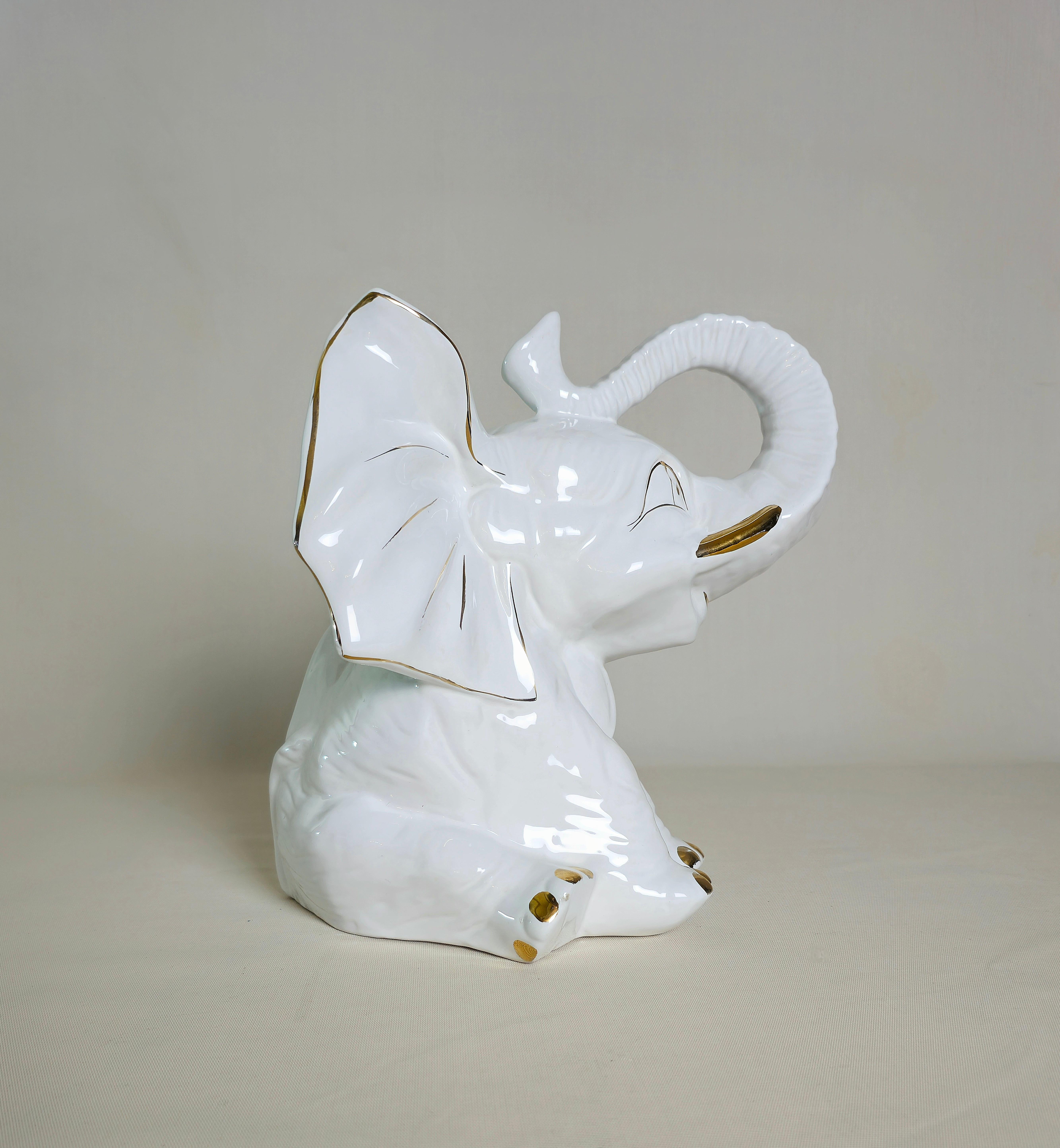 Decorative Object Elephant Porcelain Midcentury Modern Italian Design 1970s In Excellent Condition For Sale In Palermo, IT