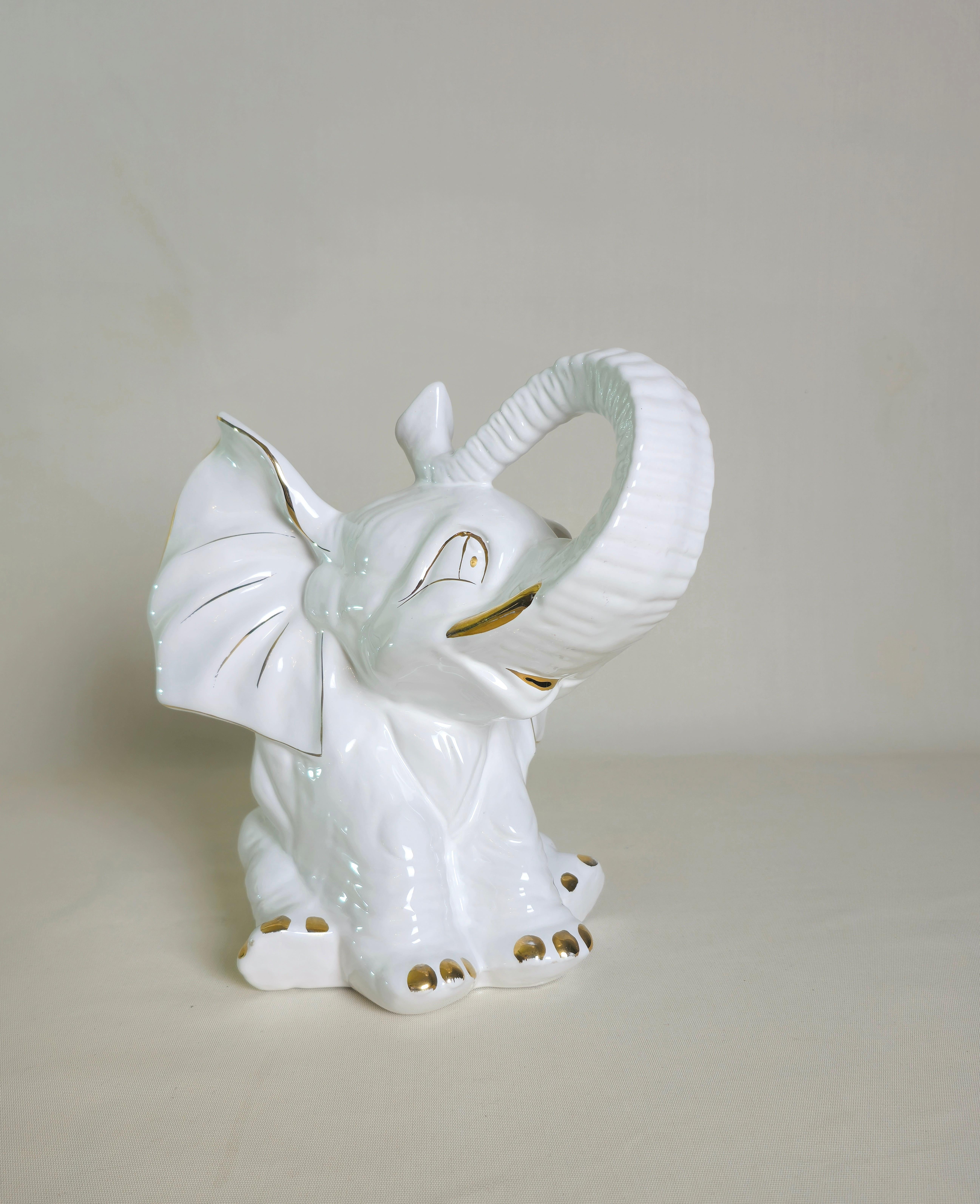 Decorative Object Elephant Porcelain Midcentury Modern Italian Design 1970s For Sale 2