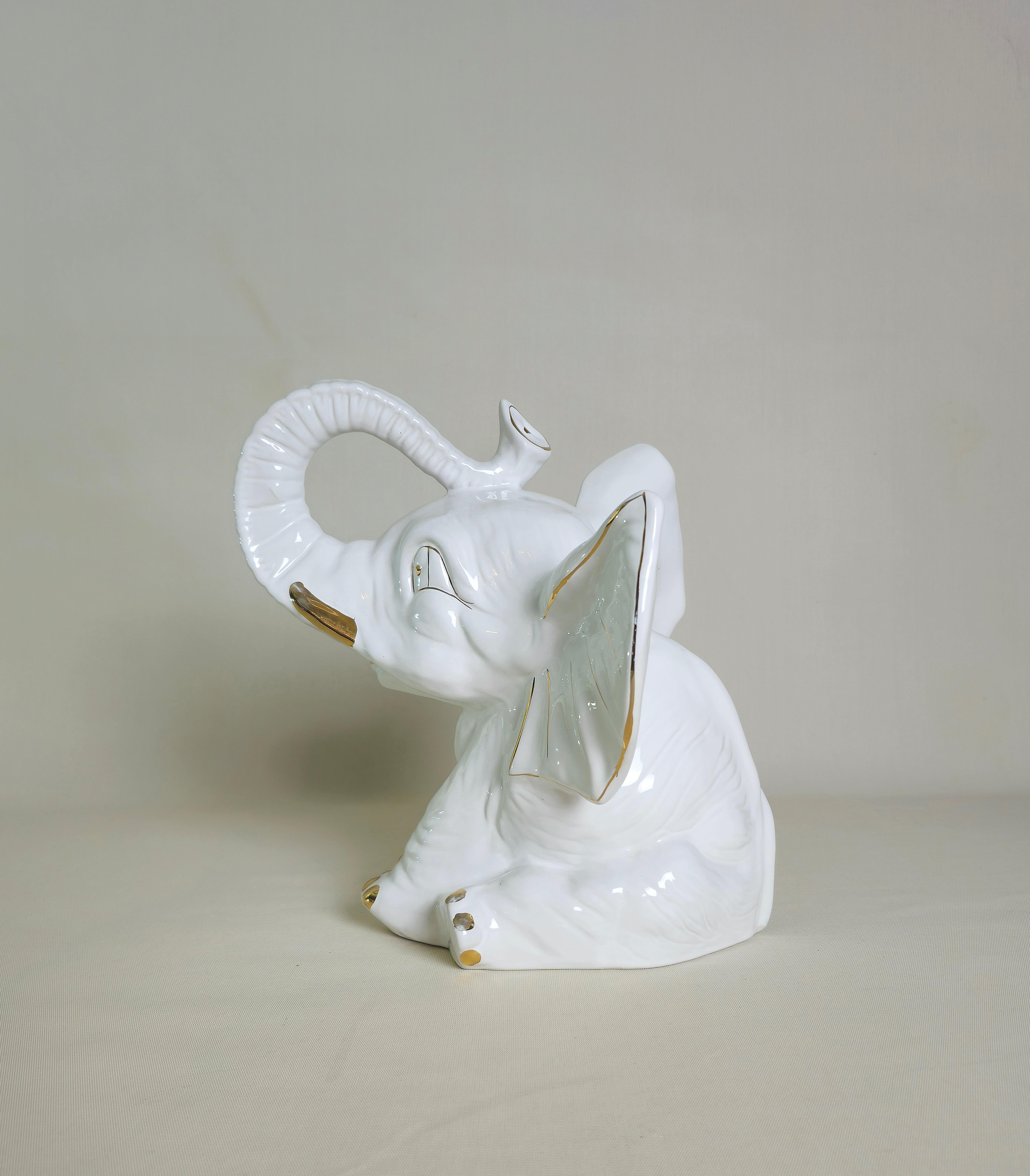 Decorative Object Elephant Porcelain Midcentury Modern Italian Design 1970s For Sale 3