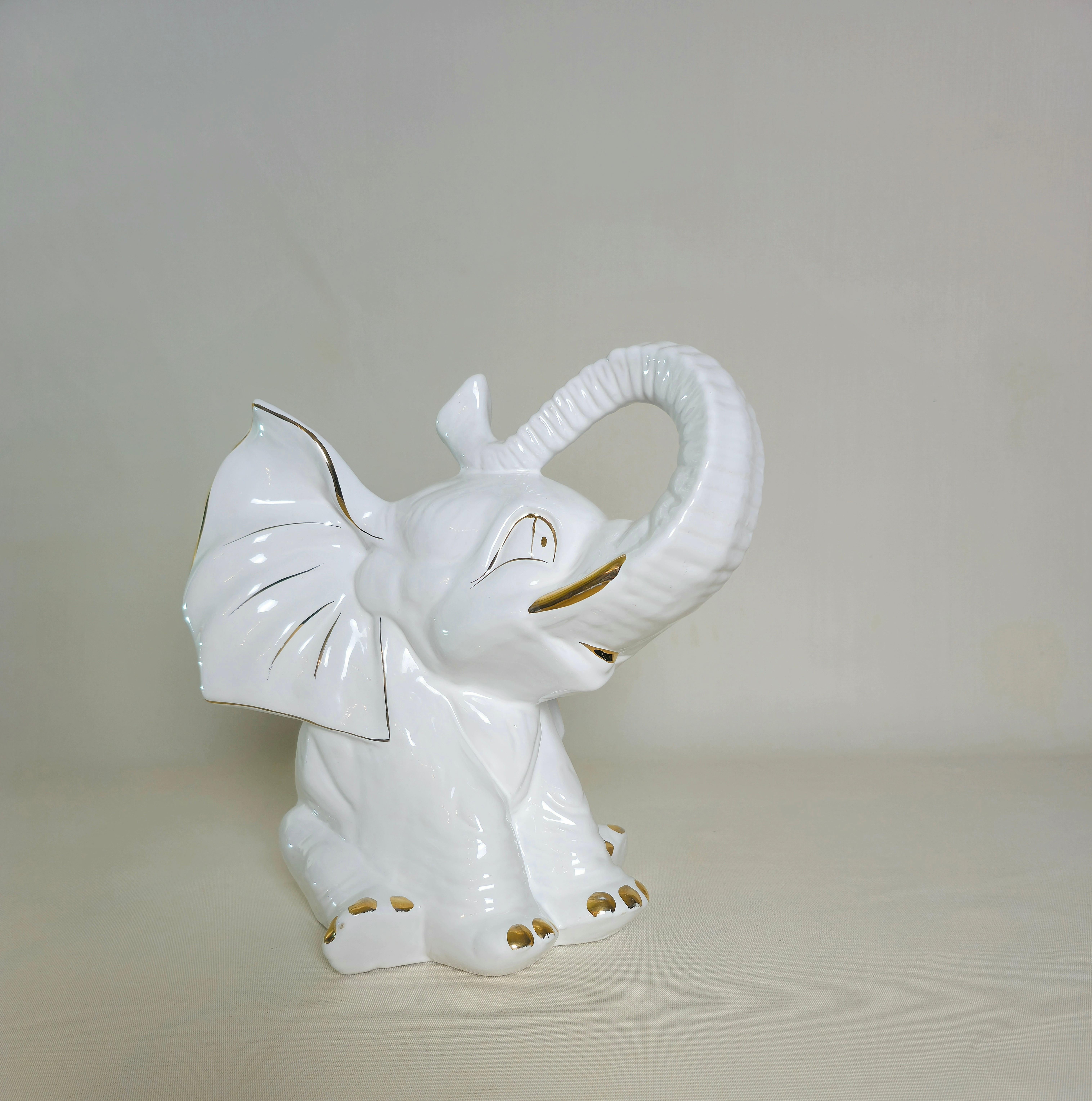 Decorative Object Elephant Porcelain Midcentury Modern Italian Design 1970s For Sale 4