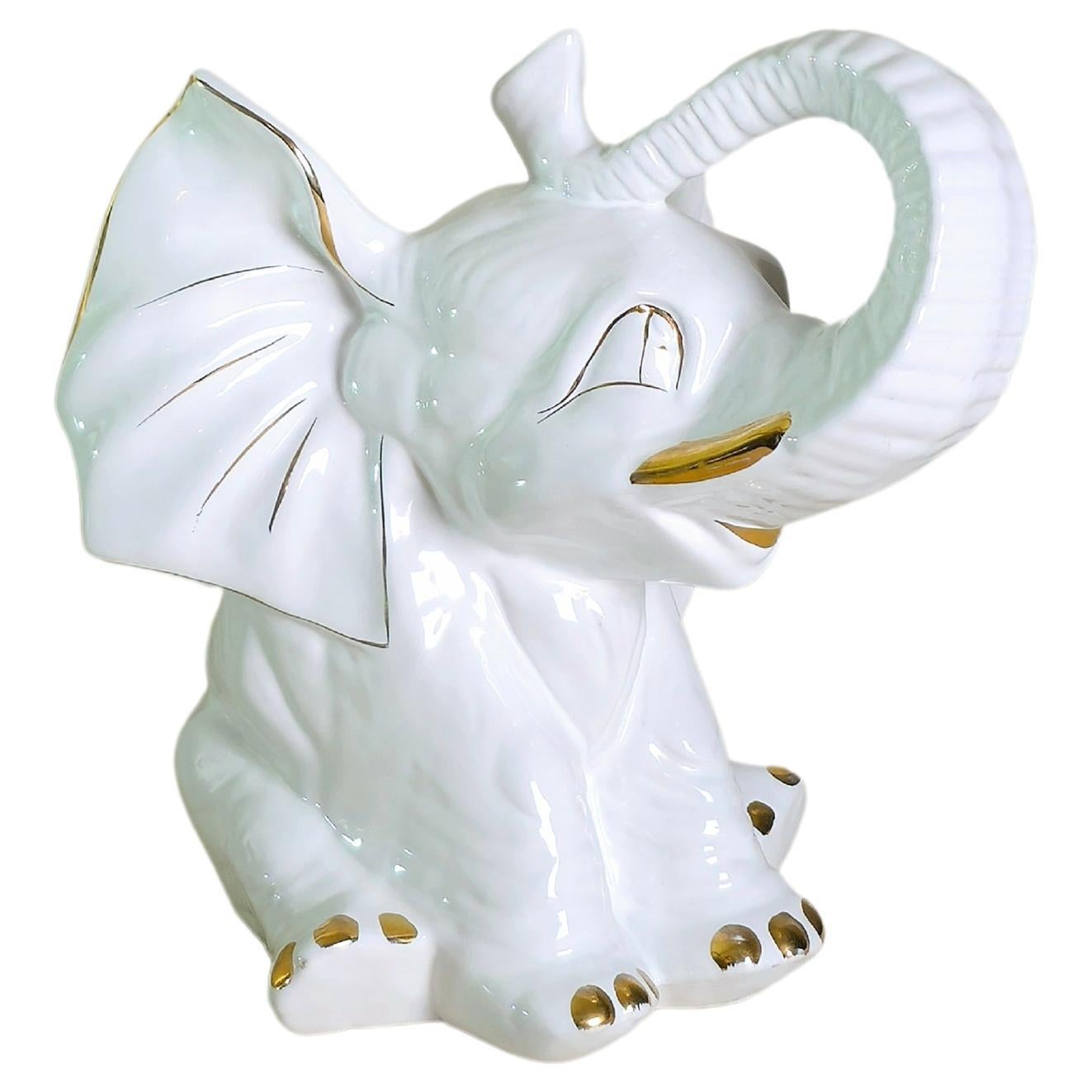 Objet décoratif italien mi-siècle moderne en porcelaine d'éléphant, années 1970 en vente