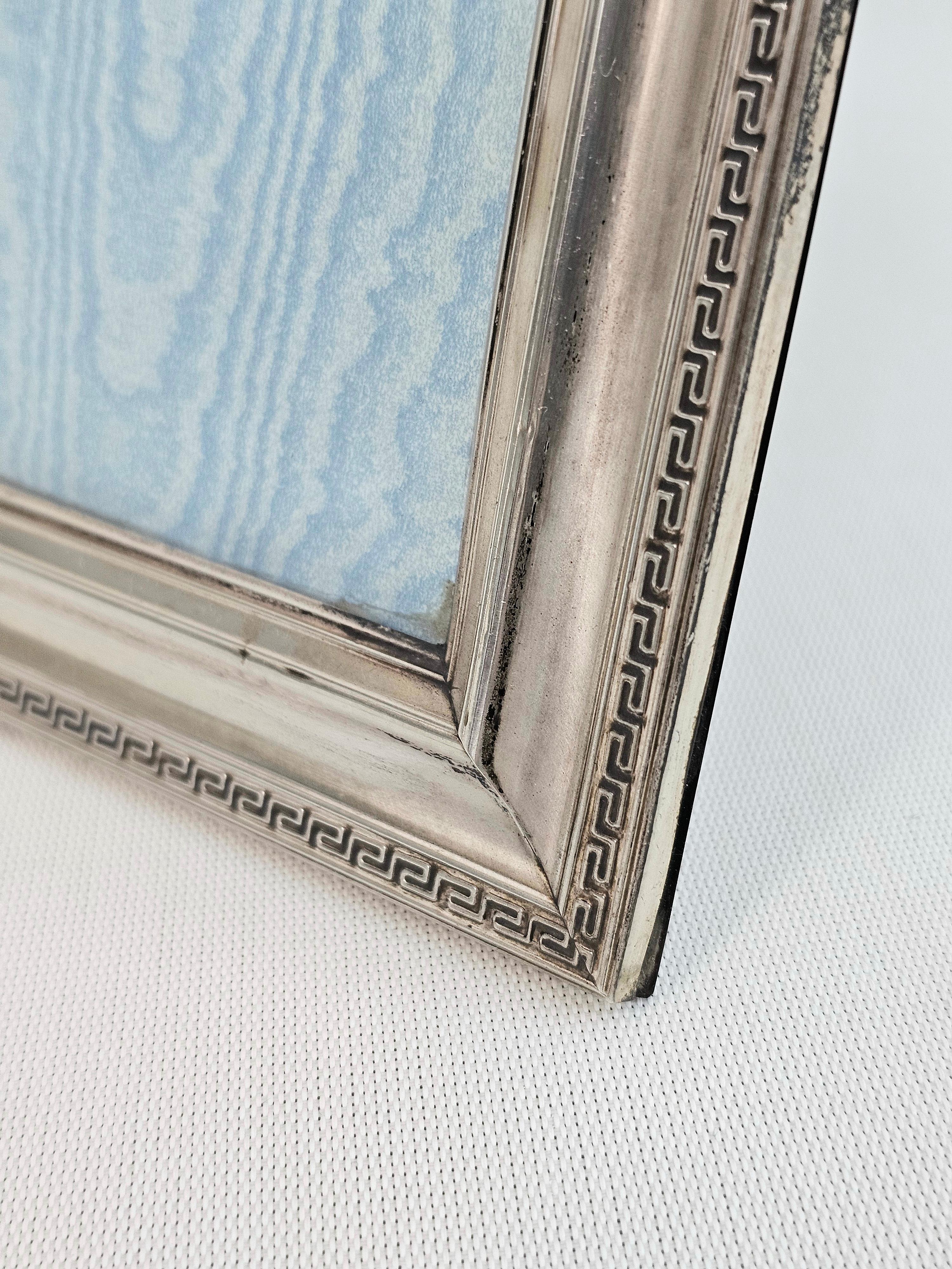 Mid-Century Modern Decorative Object Picture Frame Silver 800 Wood Midcentury Italian Design 1950s For Sale