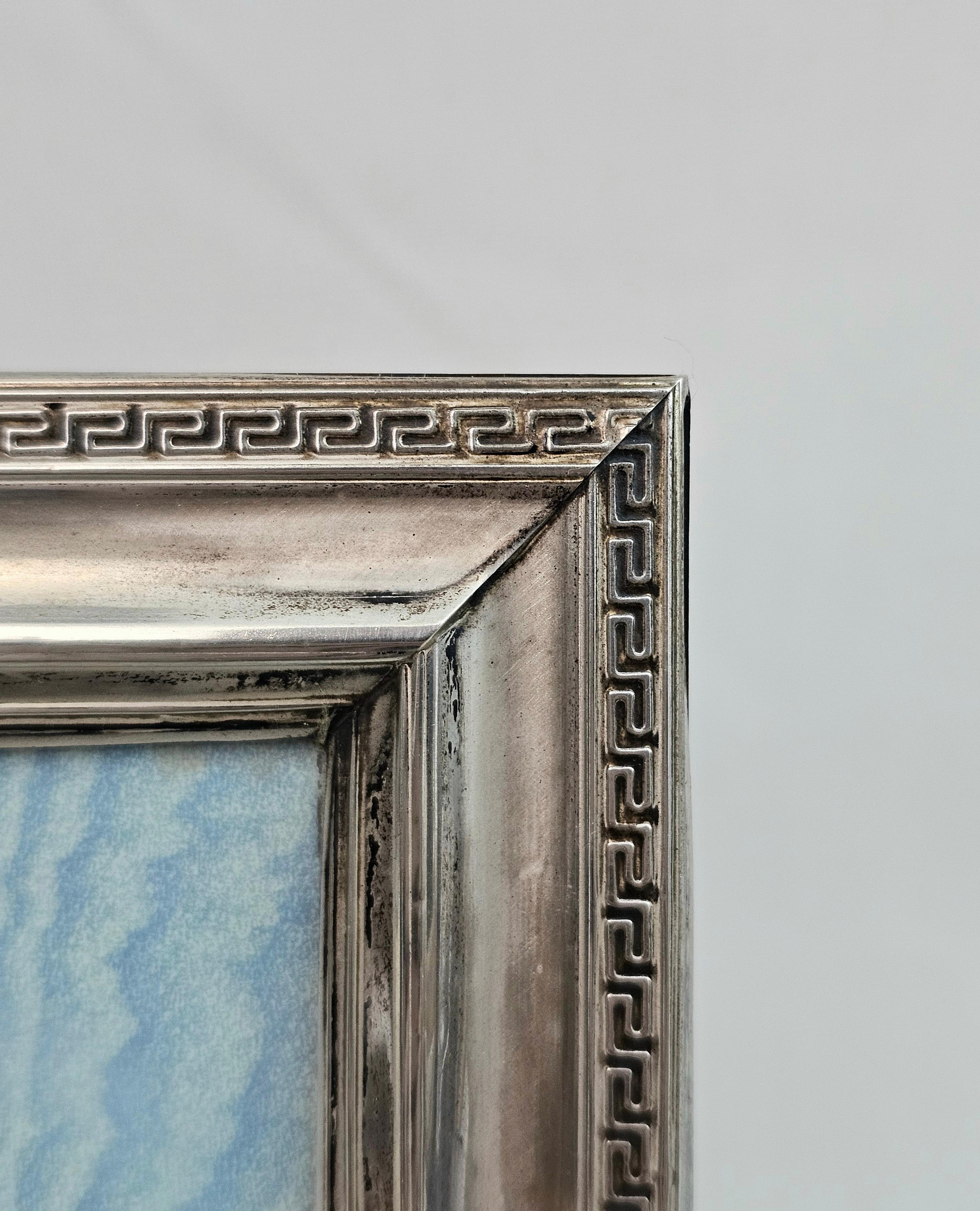 20th Century Decorative Object Picture Frame Silver 800 Wood Midcentury Italian Design 1950s For Sale