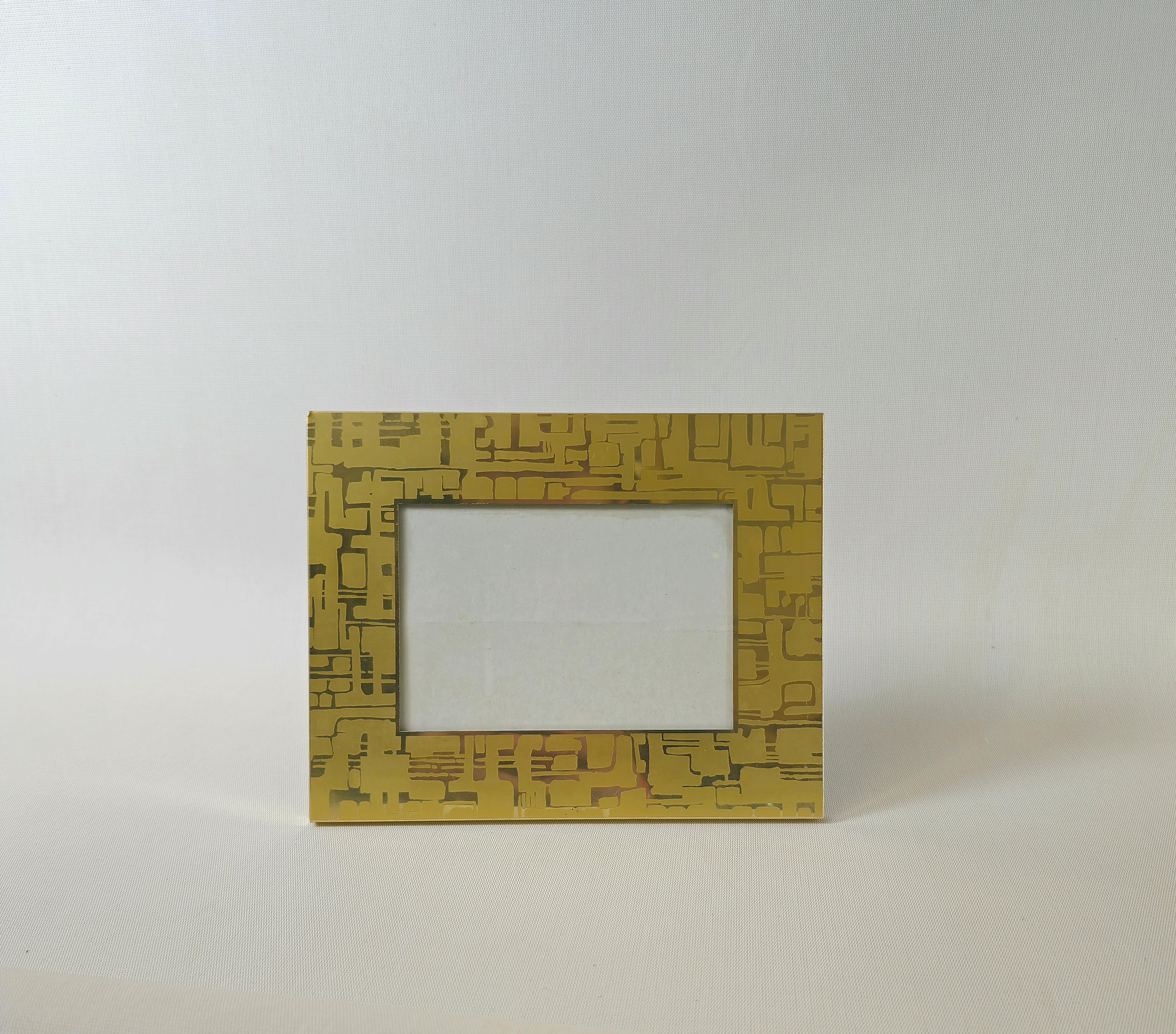 Mid-Century Modern Decorative Object Picture Frame Wood Brass Midcentury Italian Design 1970s For Sale