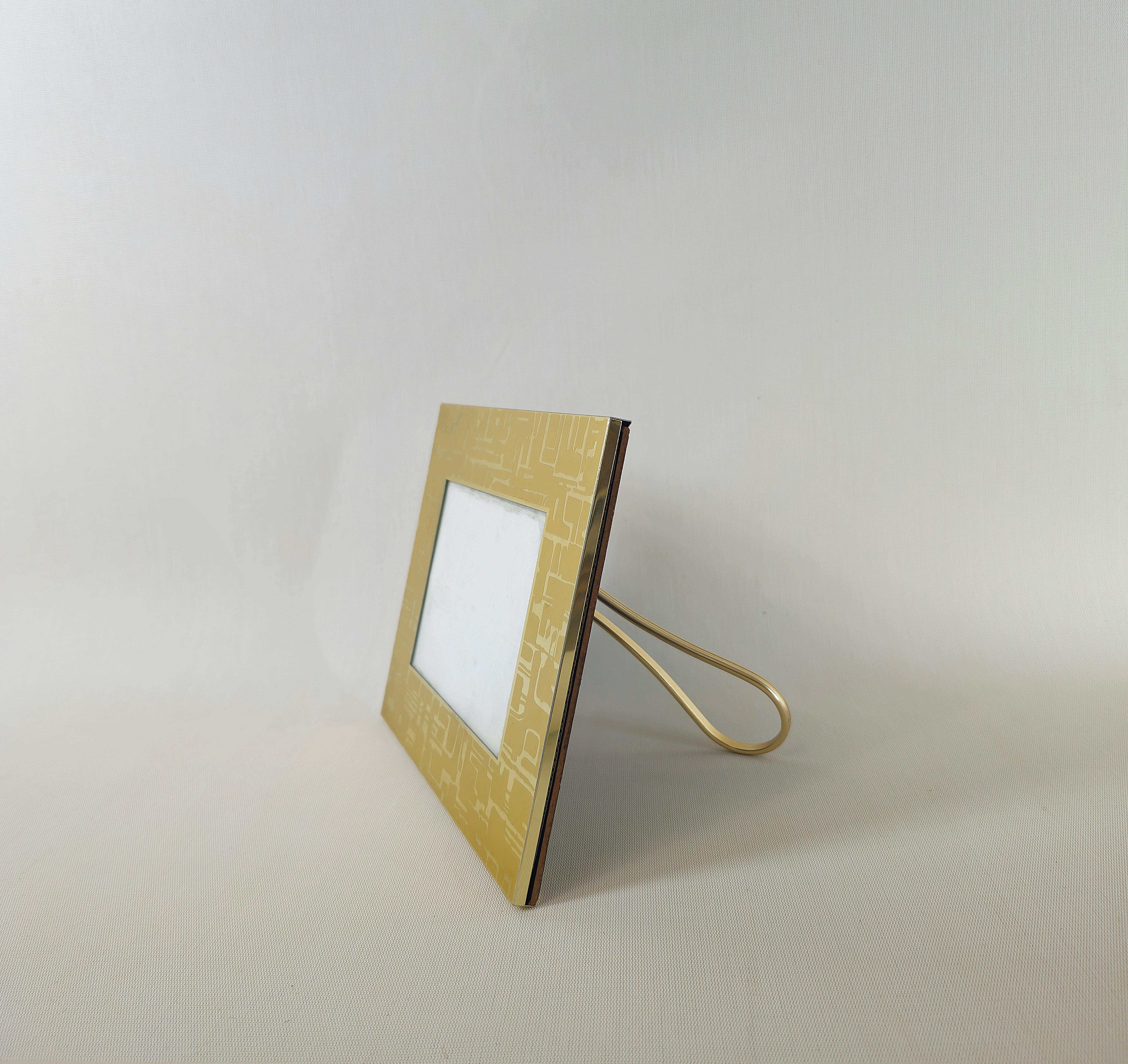 Decorative Object Picture Frame Wood Brass Midcentury Italian Design 1970s For Sale 4