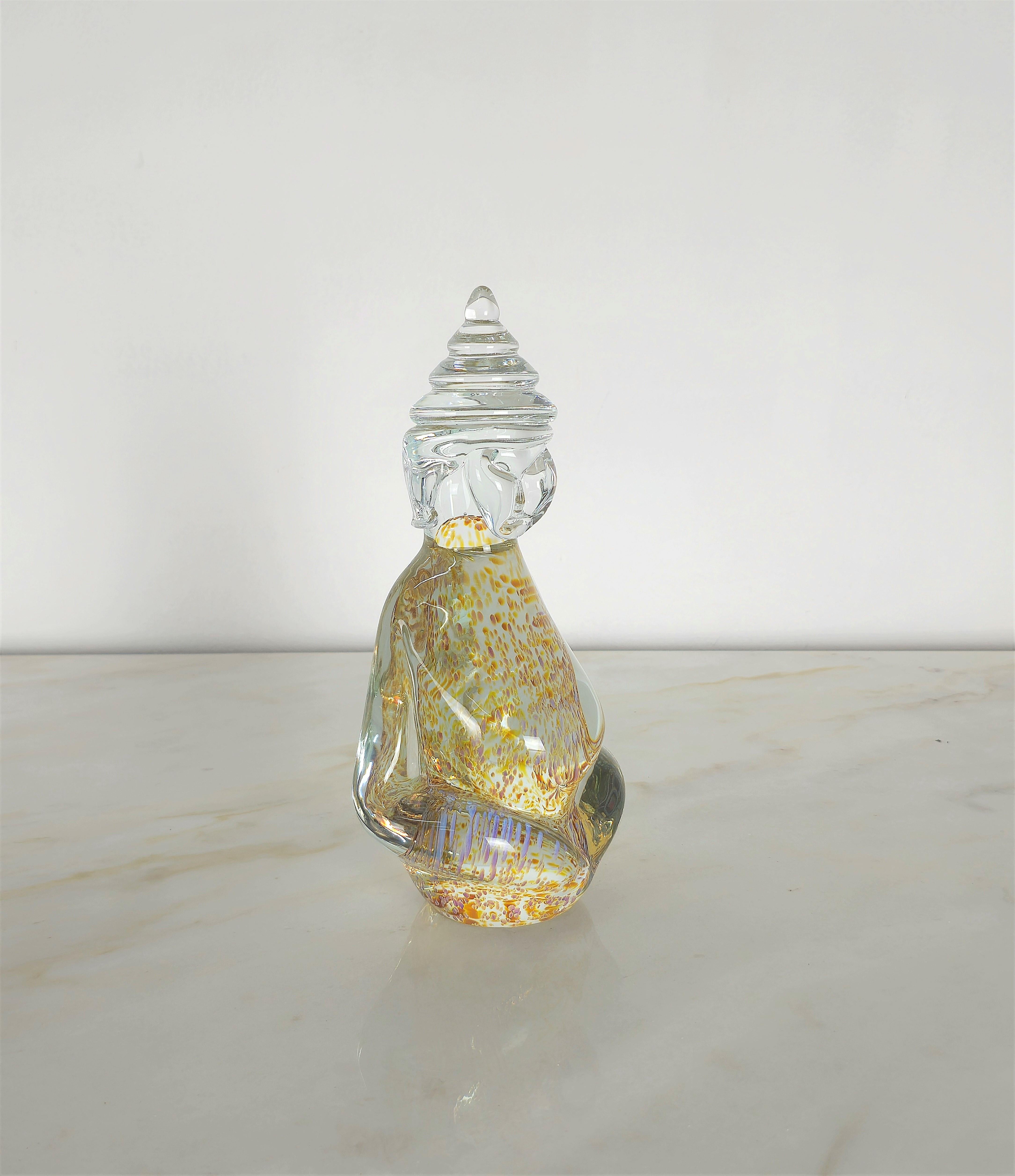 Mid-Century Modern Decorative Object Sculpture Murano Glass Buddha Midcentury Italian Design 1970s For Sale