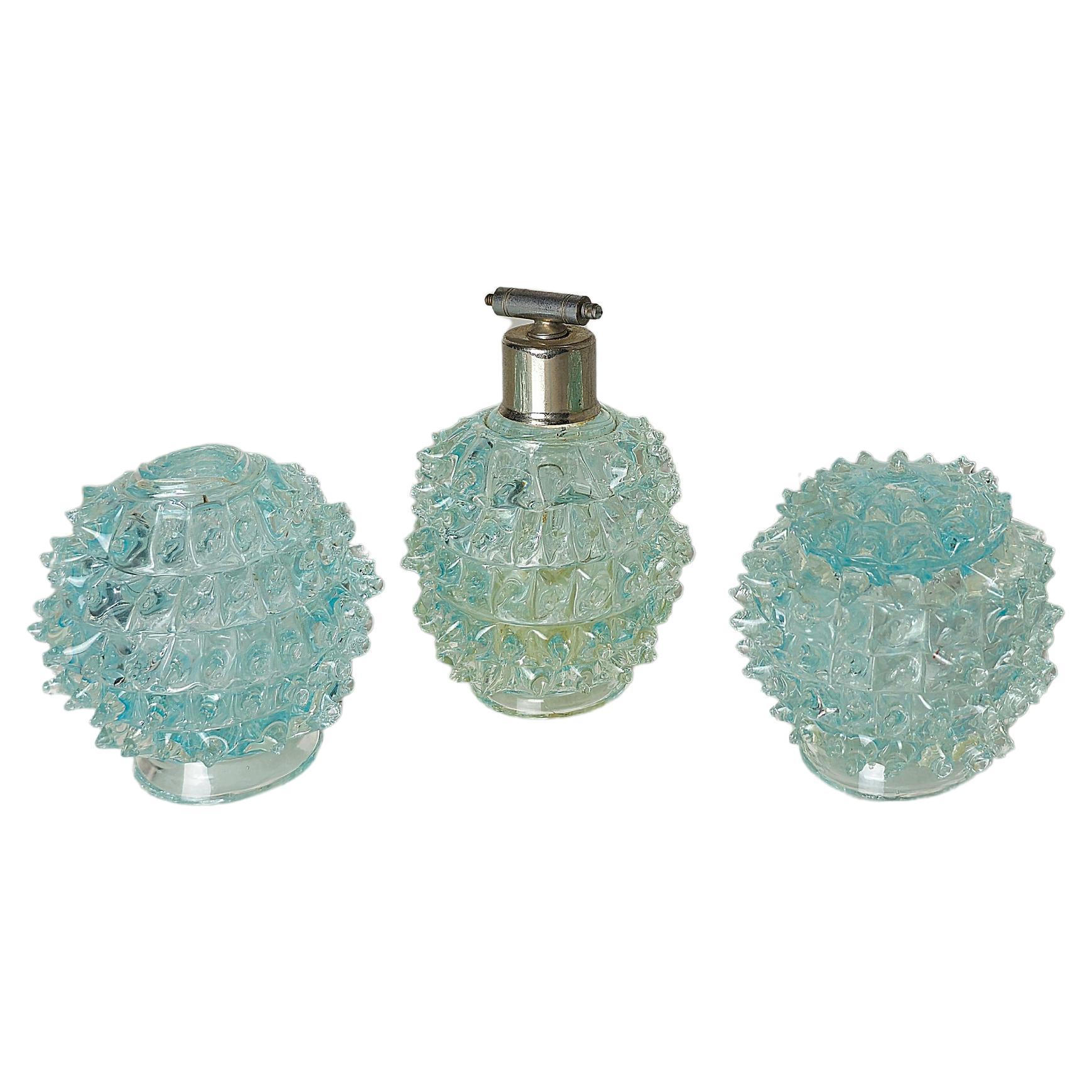 Decorative Objects Toiletry Set Murano Glass Barovier & Toso Midcentury 1940s For Sale