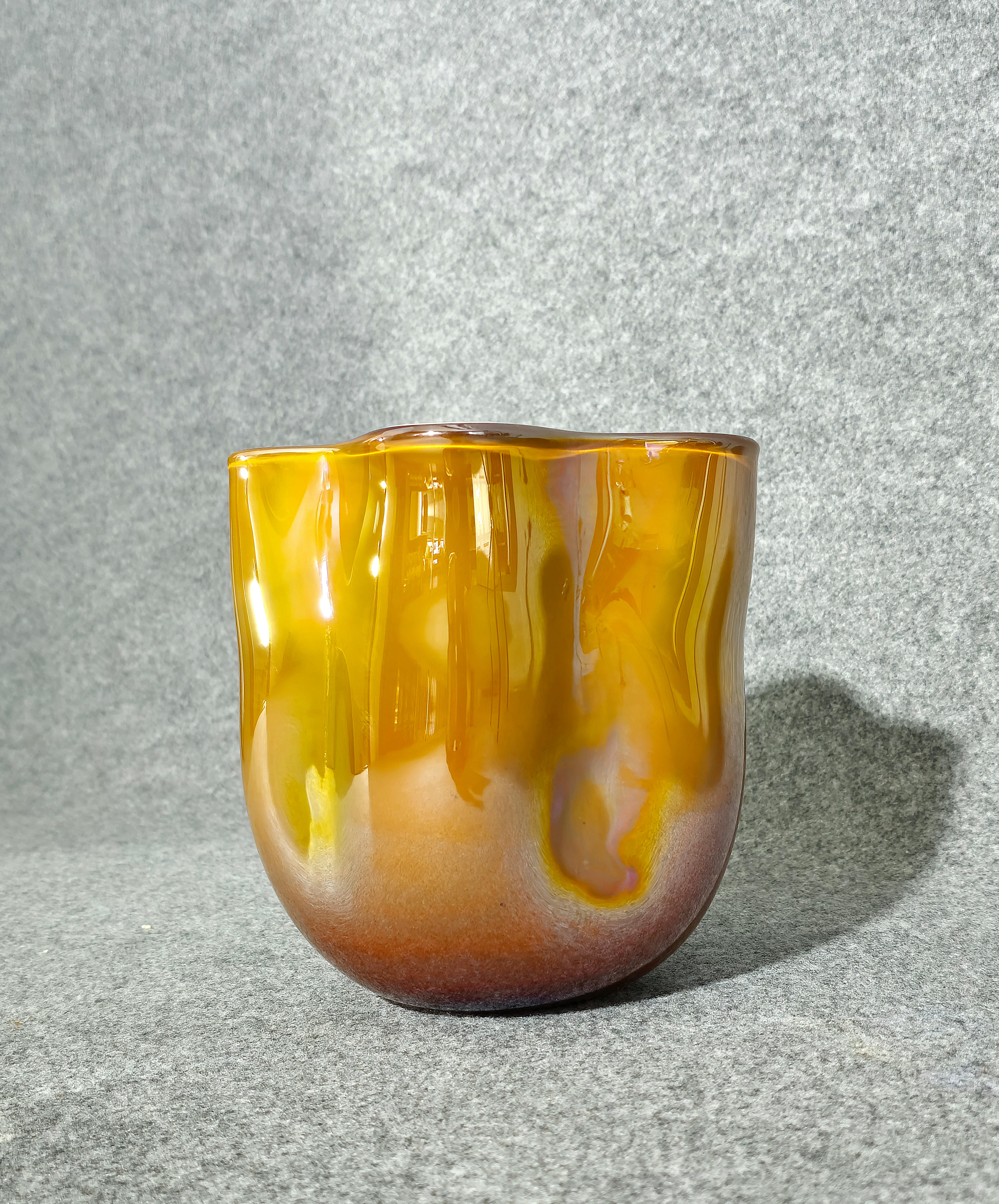 Mid-Century Modern Decorative Object Vase Ambra Murano Glass Midcentury Design Italy 1970s For Sale
