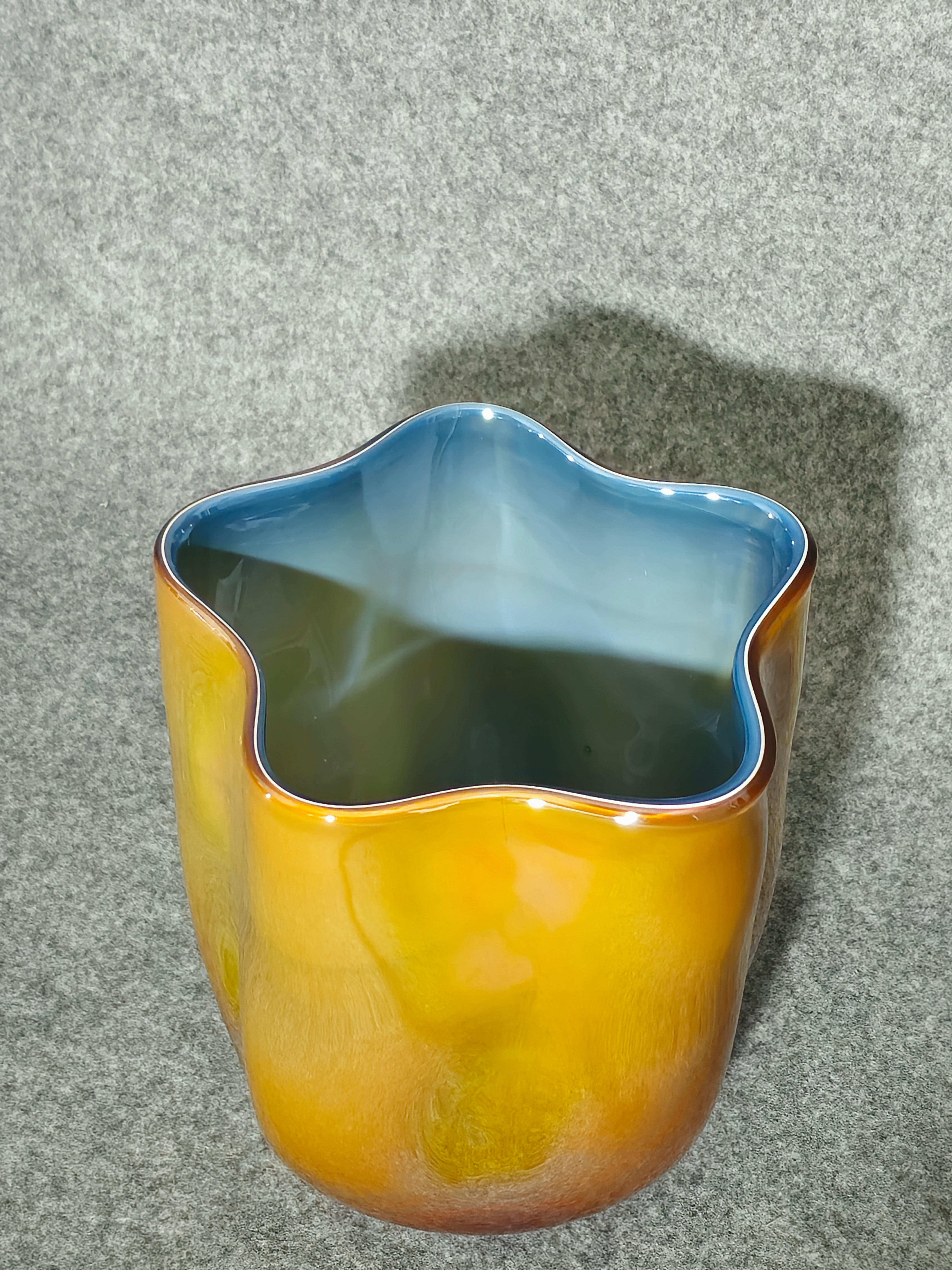 Decorative Object Vase Ambra Murano Glass Midcentury Design Italy 1970s For Sale 2