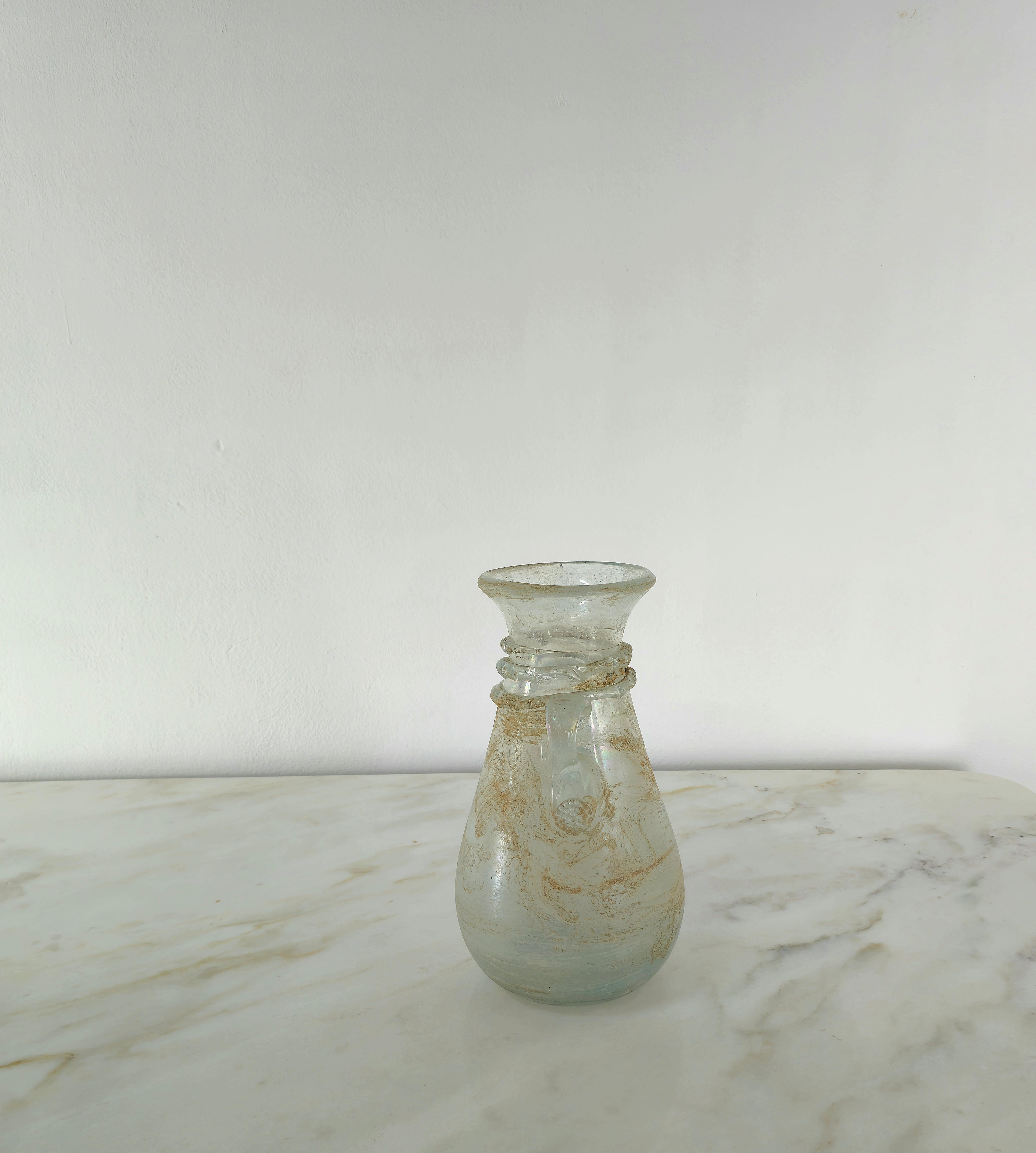 Mid-Century Modern Decorative Object Vase Attributed to Seguso Murano Glass Scavo Midcentury 1960s For Sale