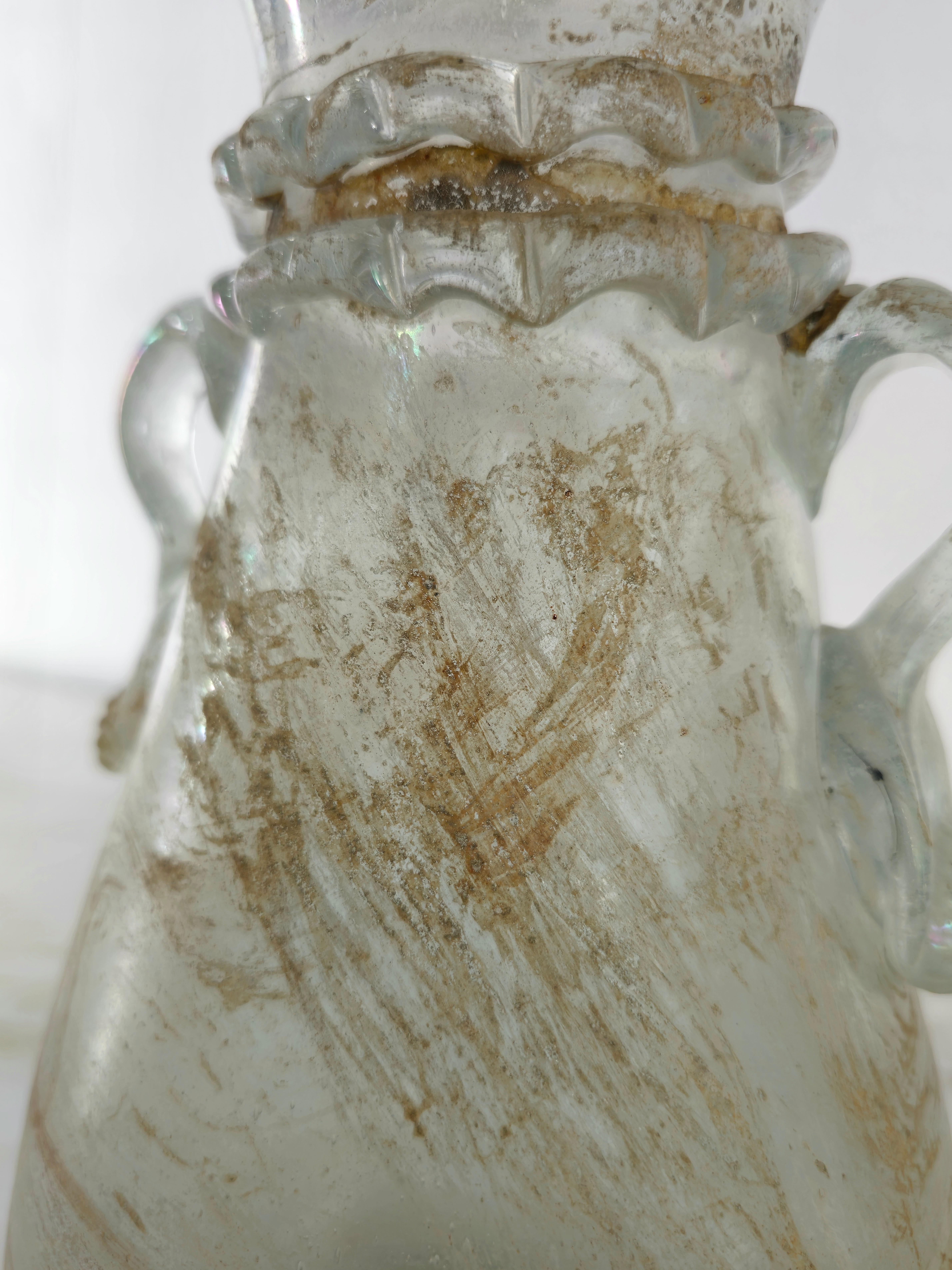 Dekoratives Objekt Vase zugeschrieben Seguso Murano Glas Scavo Mitte der 1960er Jahre im Angebot 1