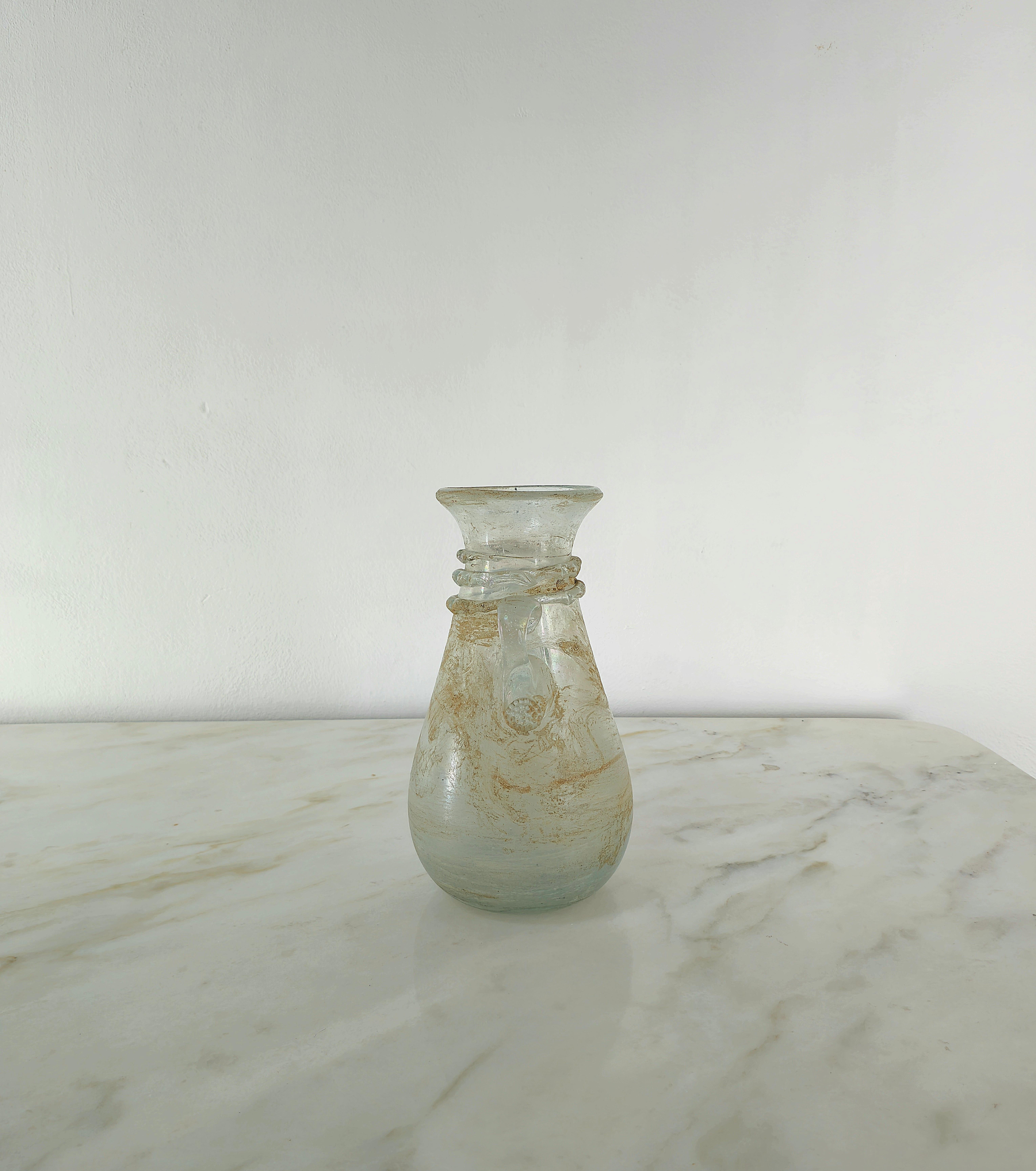 Decorative Object Vase Attributed to Seguso Murano Glass Scavo Midcentury 1960s For Sale 3