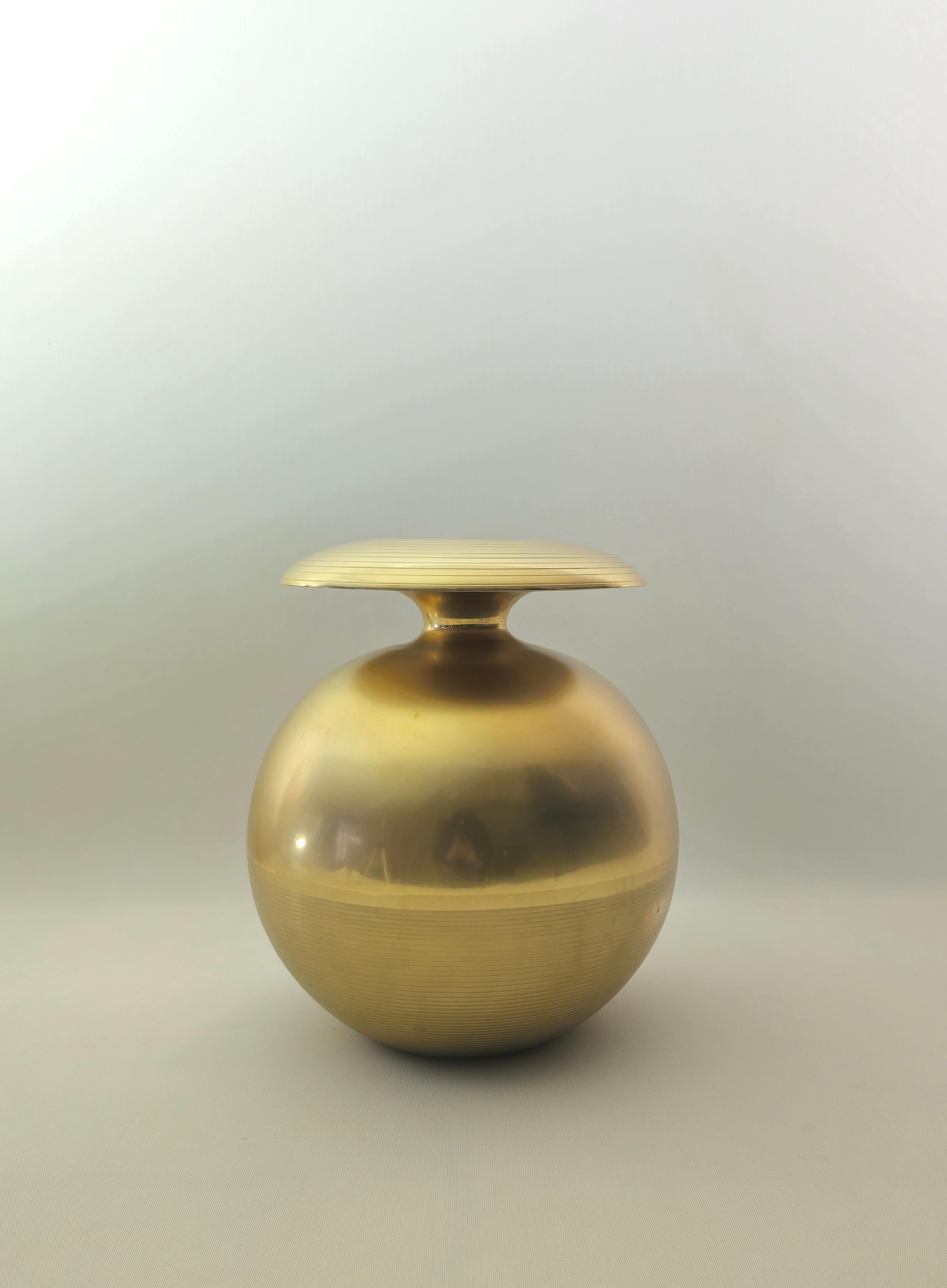 Decorative Object Vase Brass Style of Gabriella Crespi Midcentury Italy 1960s For Sale 1