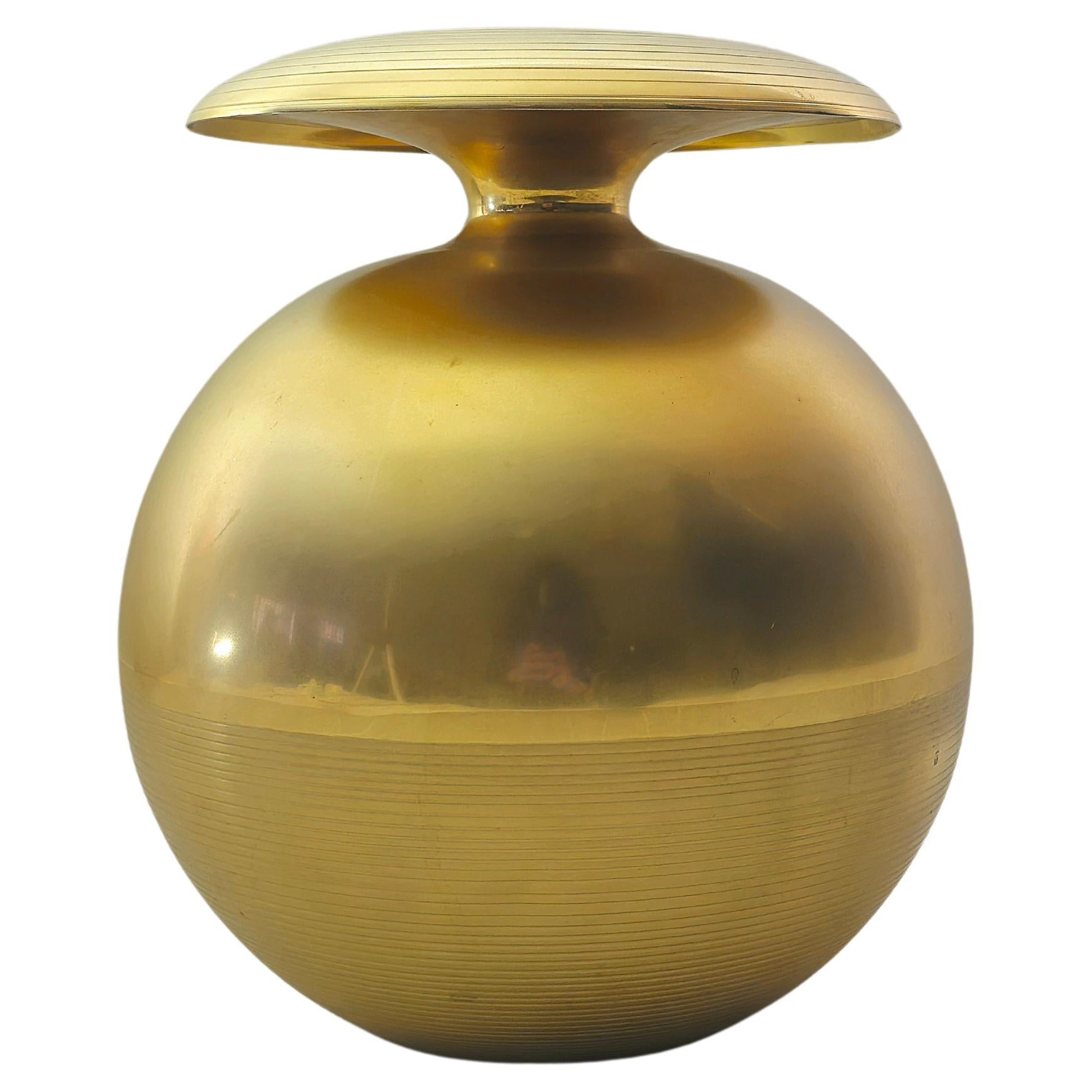 Decorative Object Vase Brass Style of Gabriella Crespi Midcentury Italy 1960s