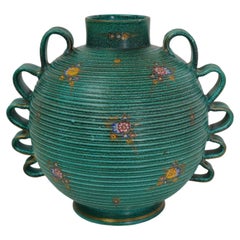 Decorative Object Vase Ceramic Decorated Deruta Midcentury Italian Design 1950s