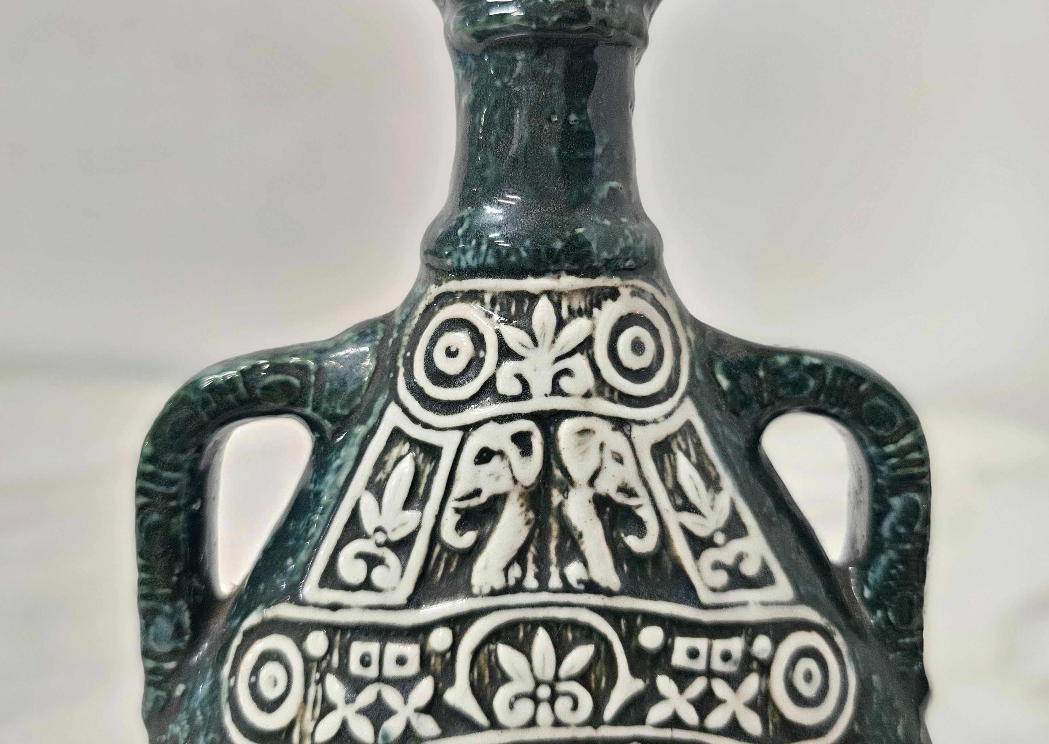 Italian Decorative Object Vase Ceramic Enamelled Fratelli Marchi Midcentury Italy 1950s