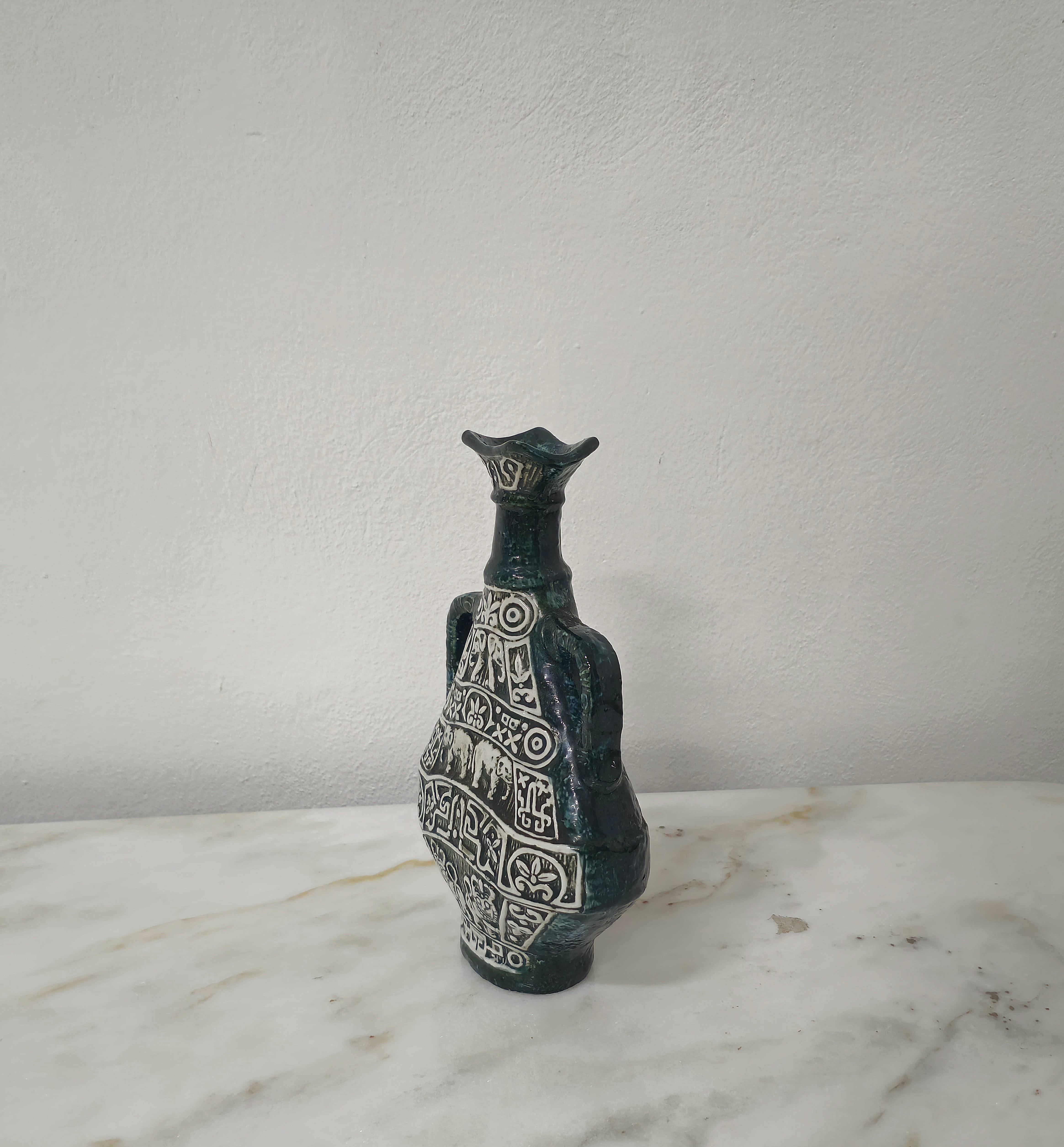 Decorative Object Vase Ceramic Enamelled Fratelli Marchi Midcentury Italy 1950s In Good Condition In Palermo, IT