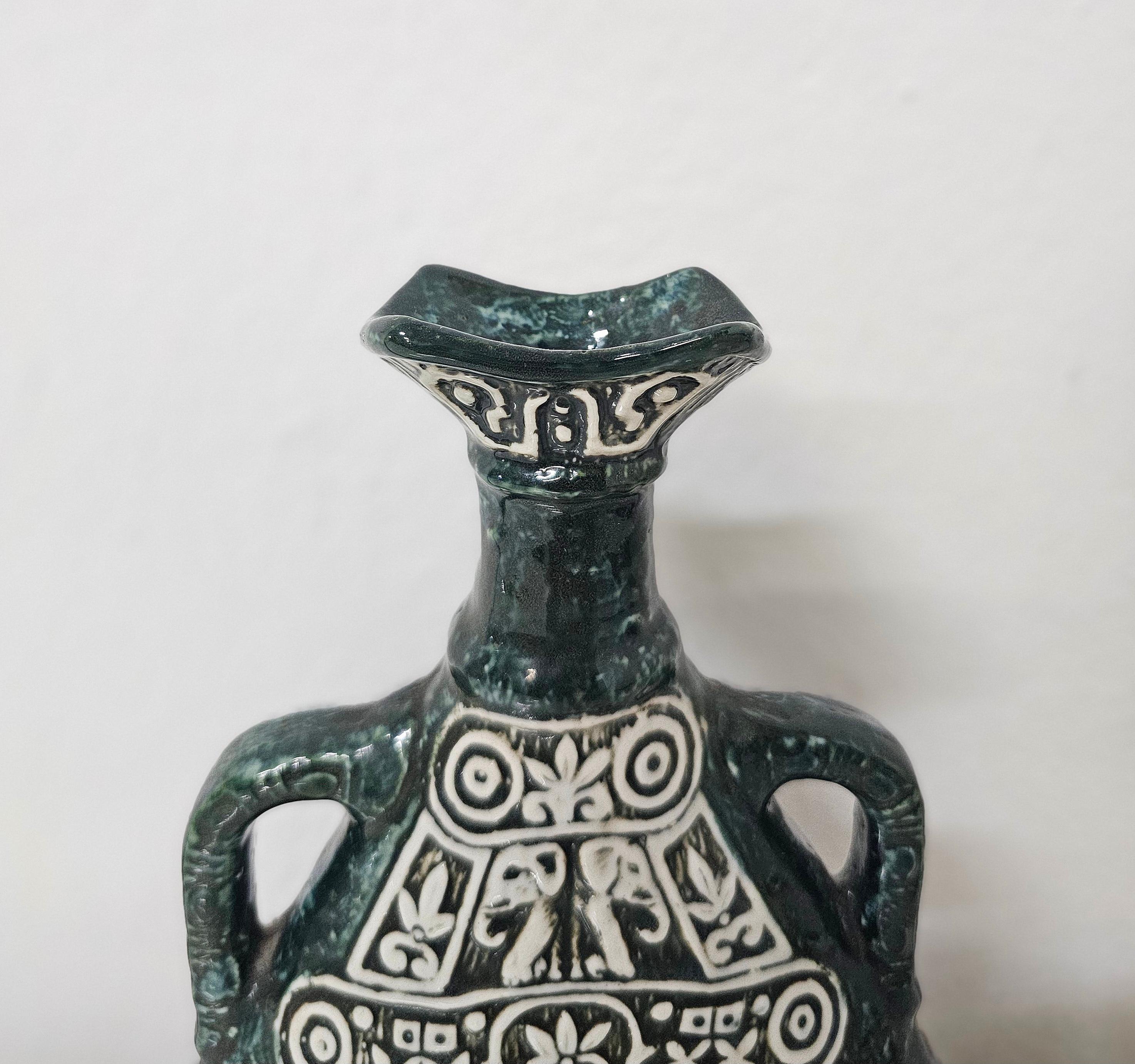 Decorative Object Vase Ceramic Enamelled Fratelli Marchi Midcentury Italy 1950s 1