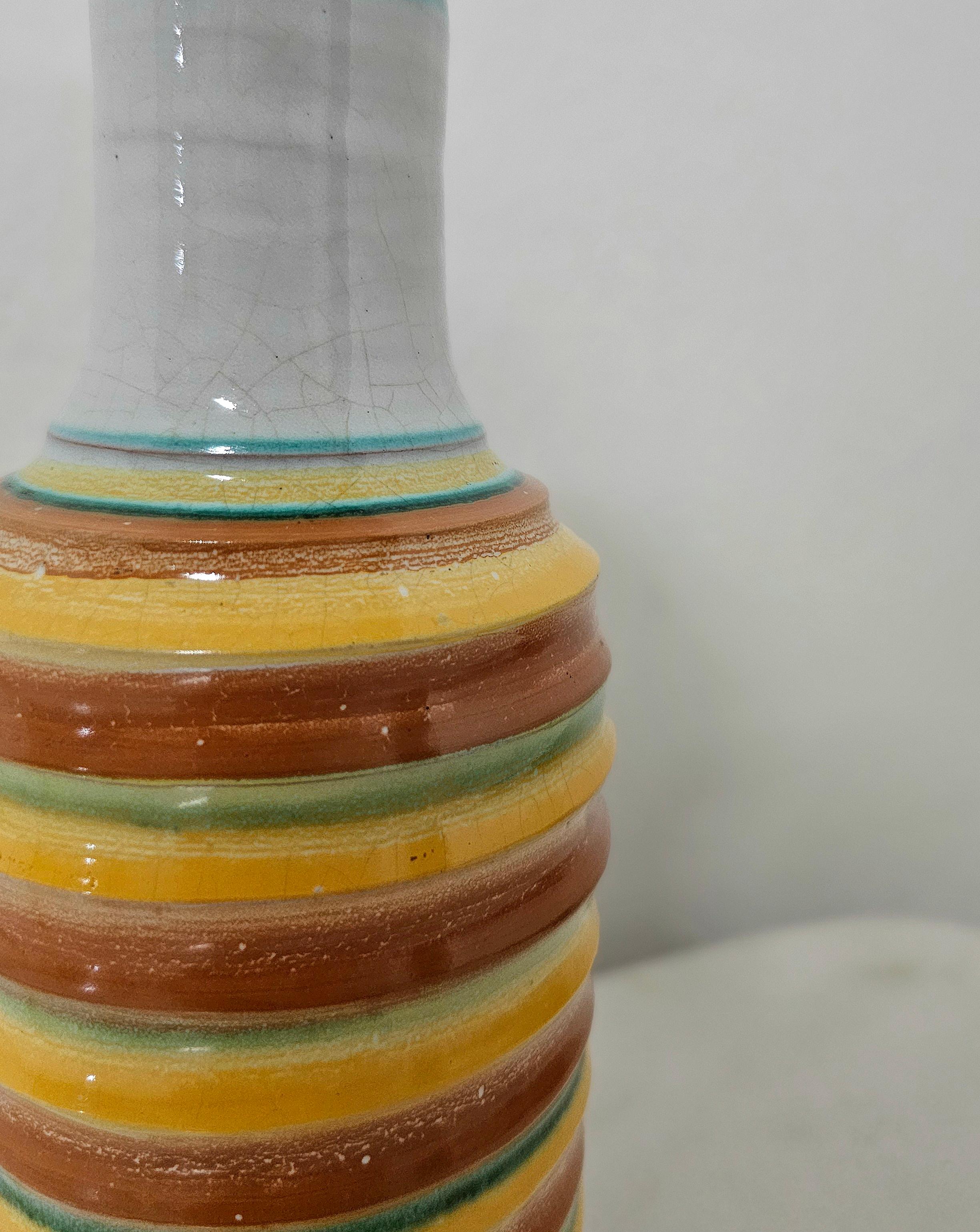 Enameled Decorative Object Vase Ceramic Style of Bitossi for Ettore Sottsass Midcentury