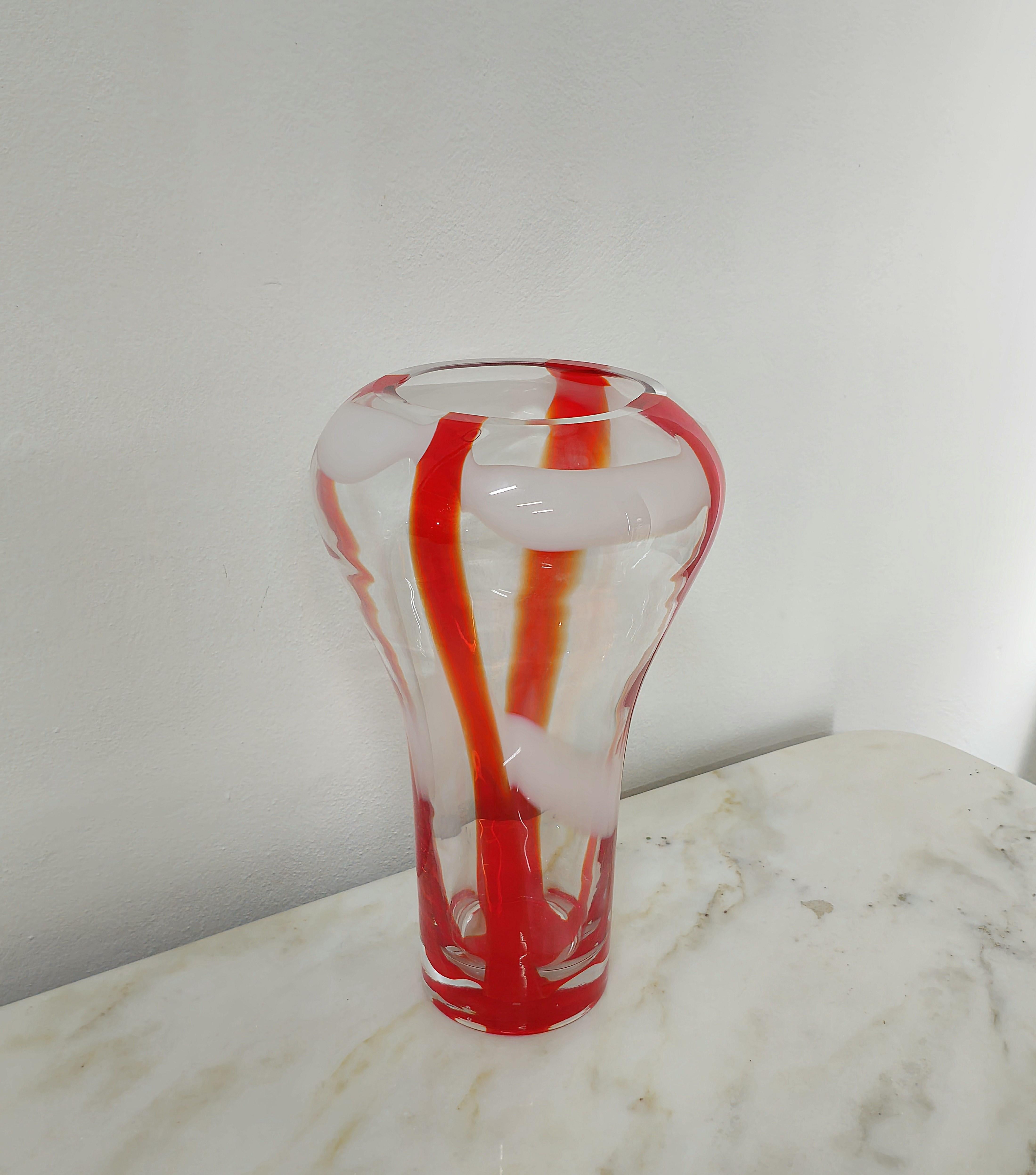 Decorative Object Vase Guzzini Murano Glass Midcentury Italian Design 1970s In Good Condition For Sale In Palermo, IT