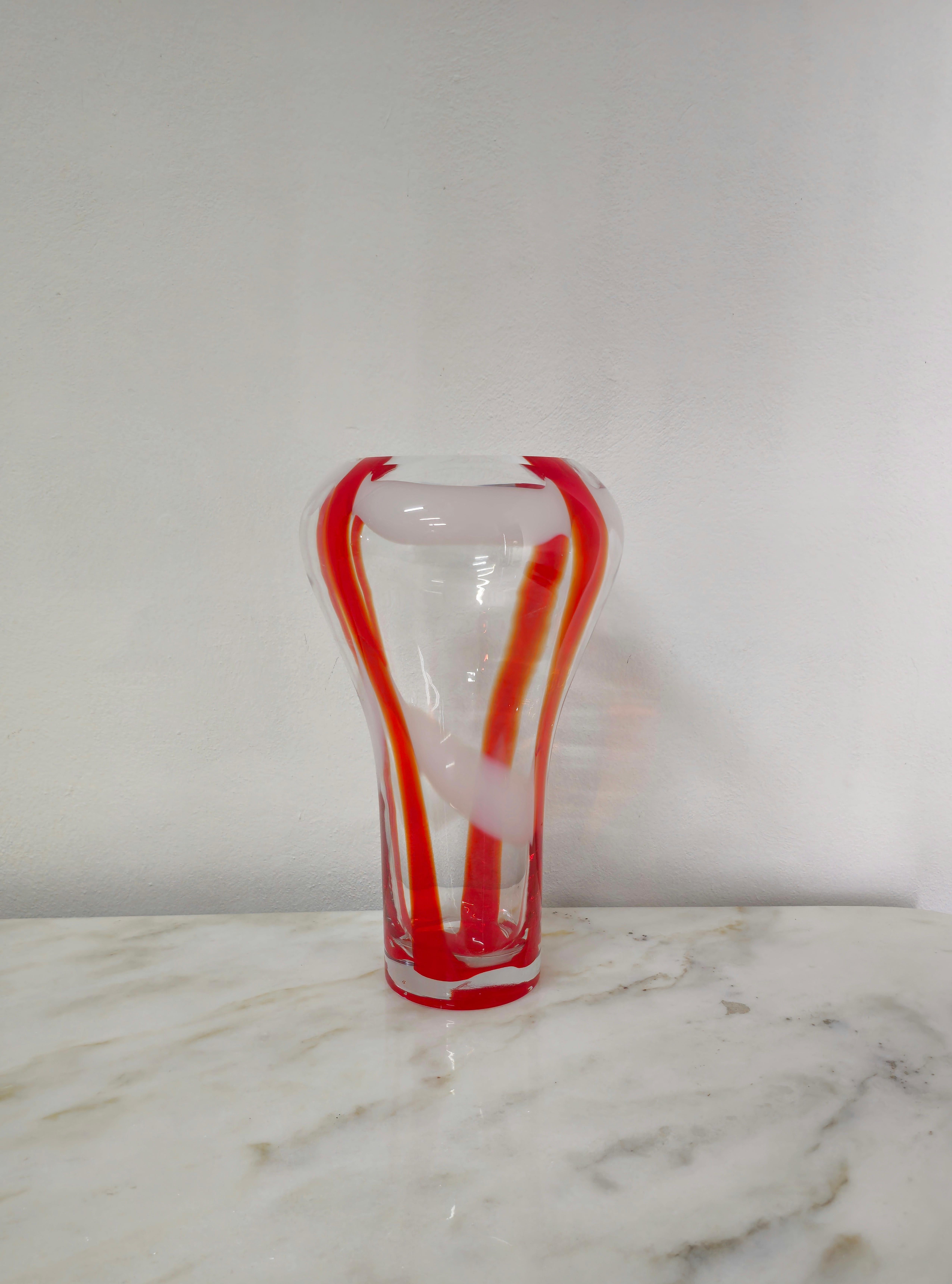 Decorative Object Vase Guzzini Murano Glass Midcentury Italian Design 1970s For Sale 1