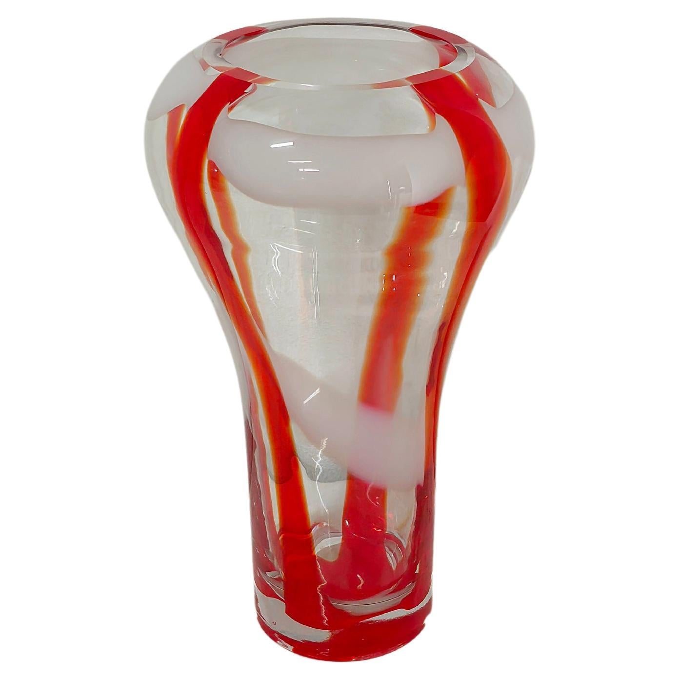 Decorative Object Vase Guzzini Murano Glass Midcentury Italian Design 1970s For Sale